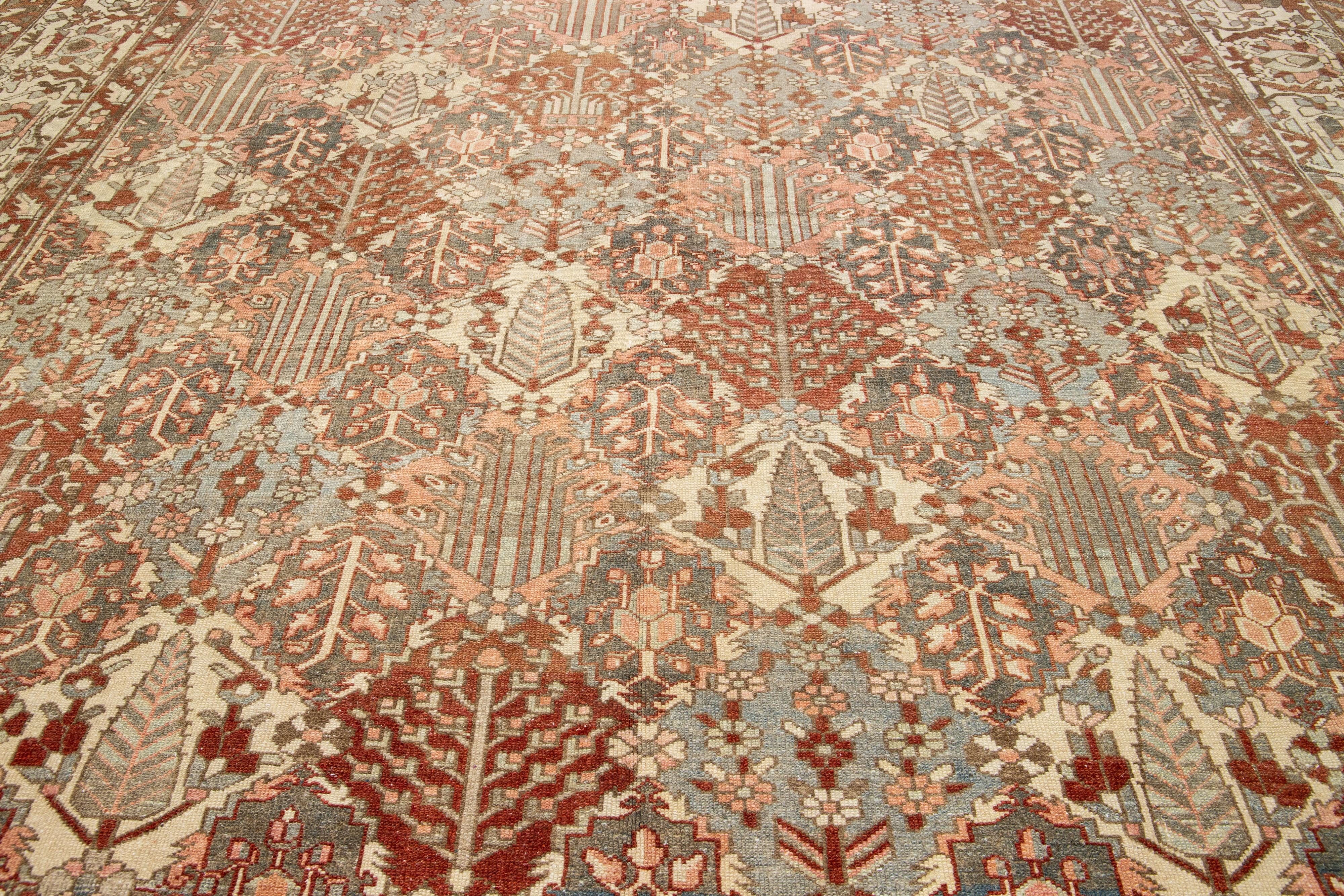 20th Century Antique Multicolor Persian Bakhtiari Designed Wool Rug  For Sale