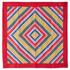 Antique Multicolored "Trip around the World" Quilt, USA Late 19th Century