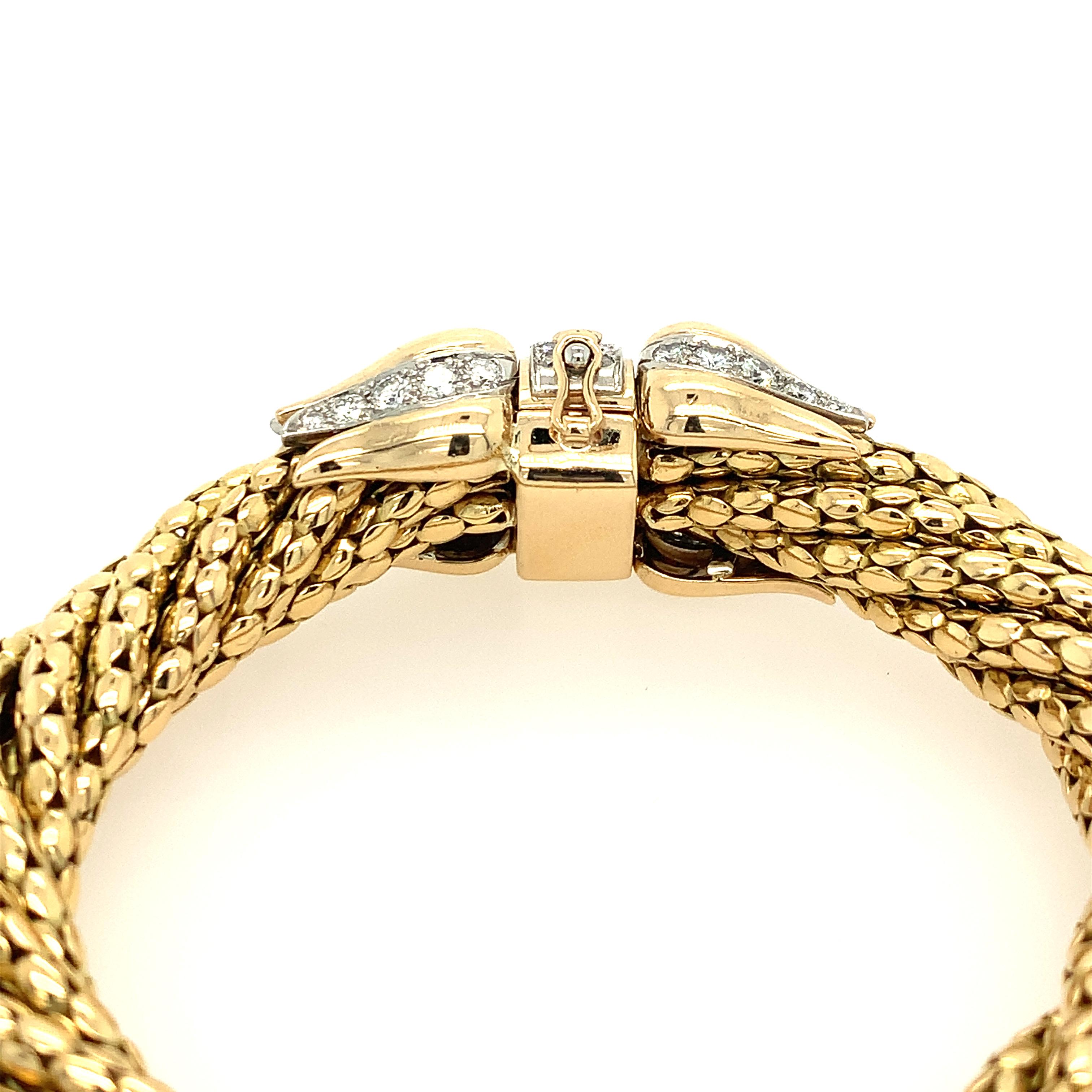 Women's or Men's Antique Multirow Twisted 18K Yellow Gold Bracelet