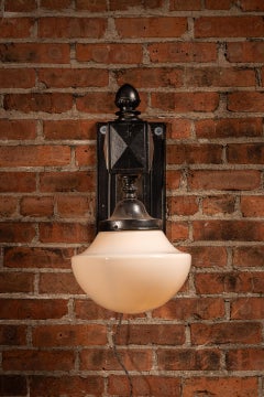 Antique Municipal Light Sconce with Milk Glass Shade