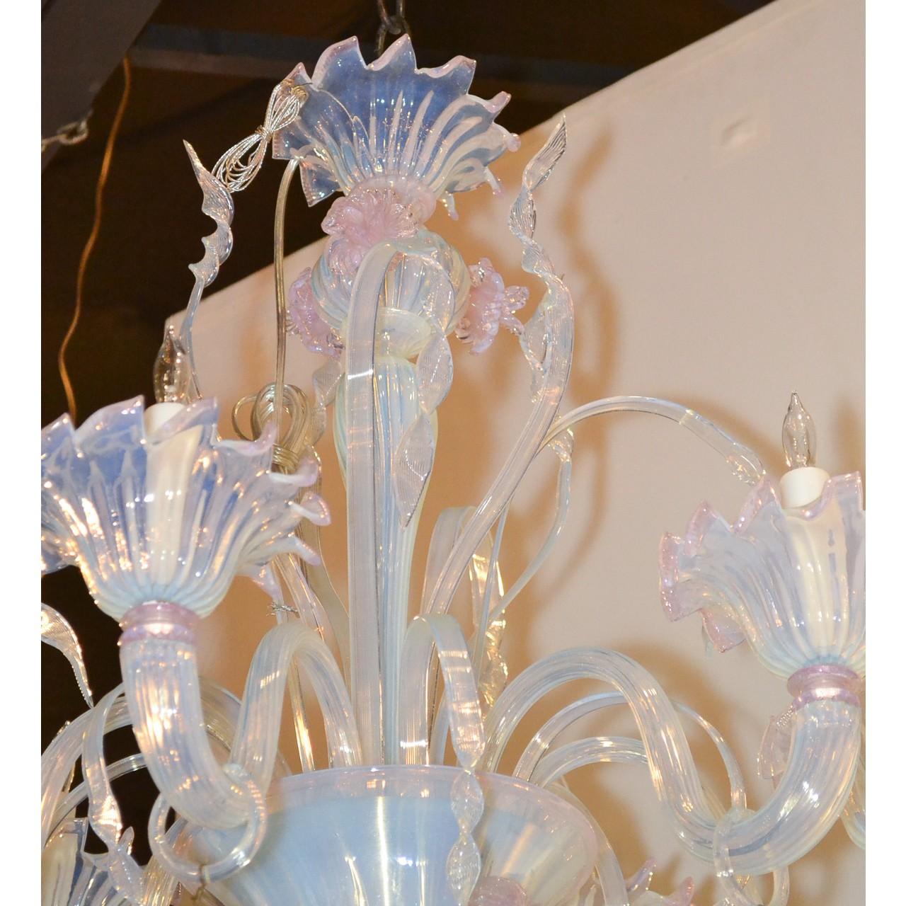 Dyed Antique Murano Blown Glass Opalescent Chandelier