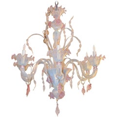 Antique Murano Blown Glass Opalescent Chandelier
