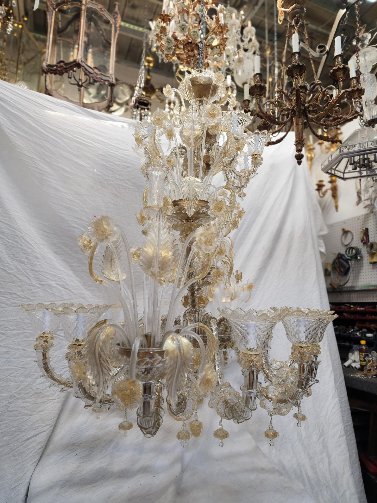 Elegant Italian Venetian Chandelier made with Murano glass with LED lights. In excellent condition. 