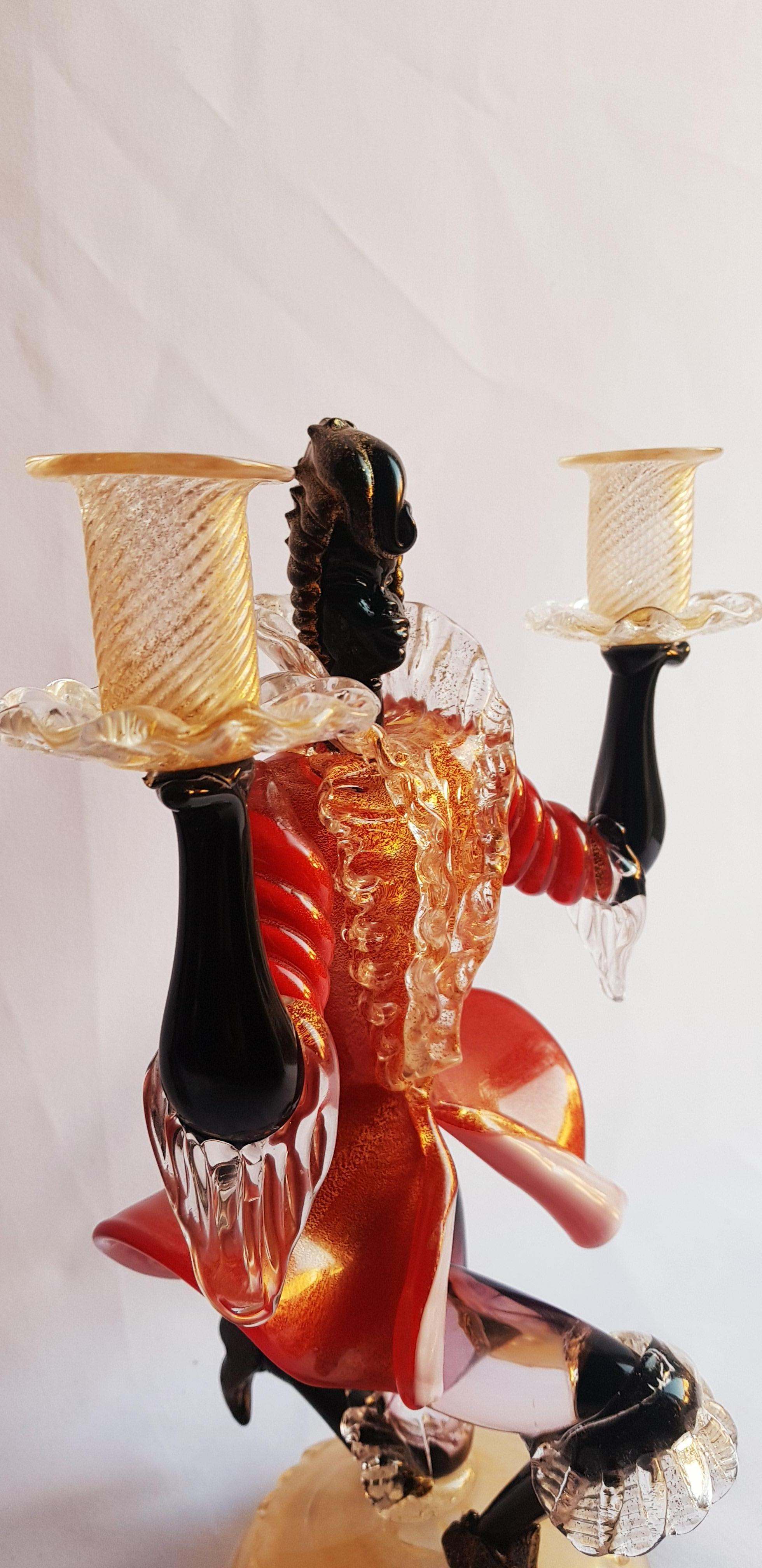 Antique Murano Glass large signed Sculptures with Gold Leaf by Ercole Barovier For Sale 10