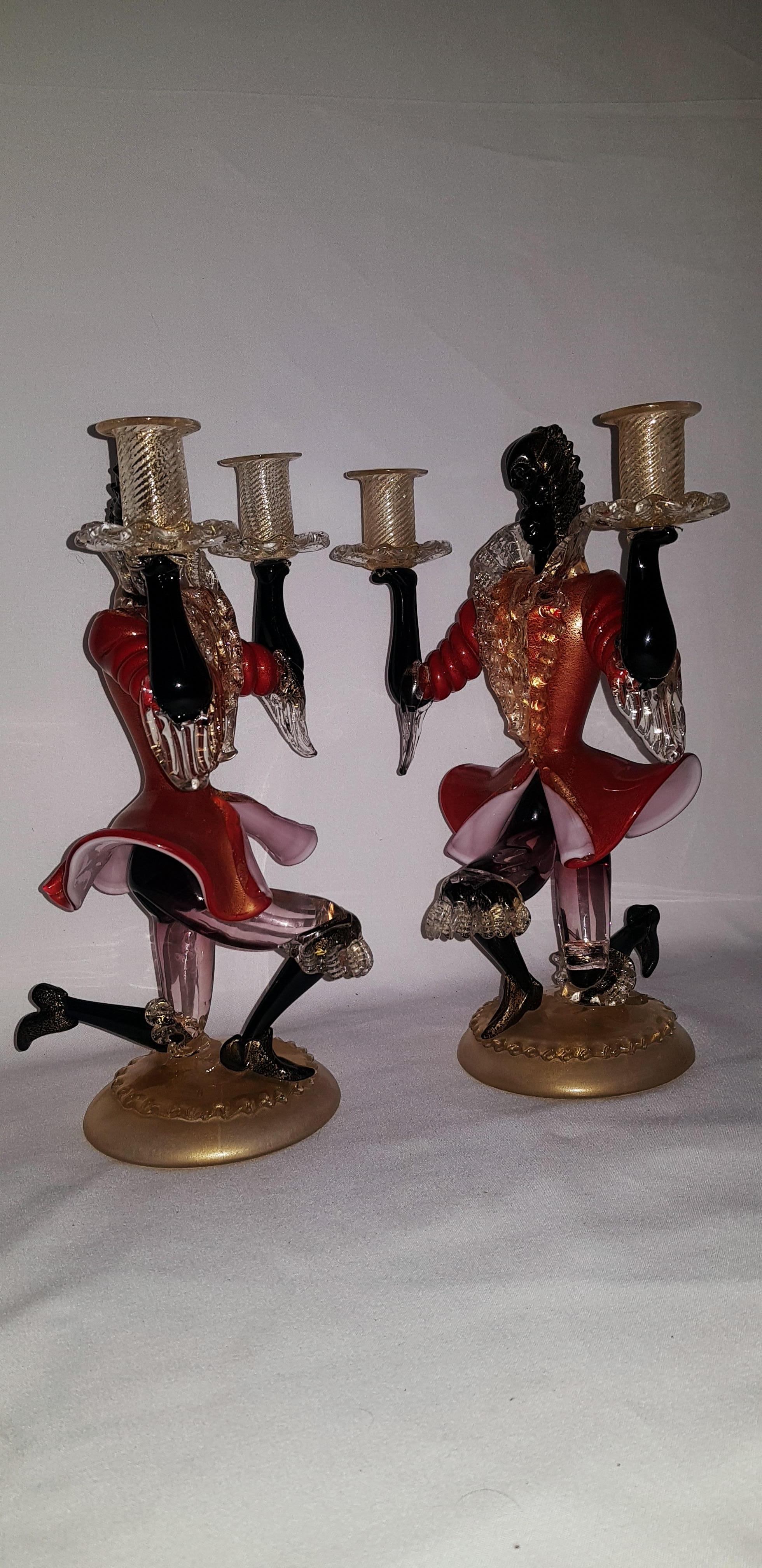 Antique Murano Glass large signed Sculptures with Gold Leaf by Ercole Barovier For Sale 11