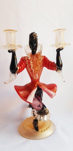 Antique Murano Glass large signed Sculptures with Gold Leaf by Ercole Barovier