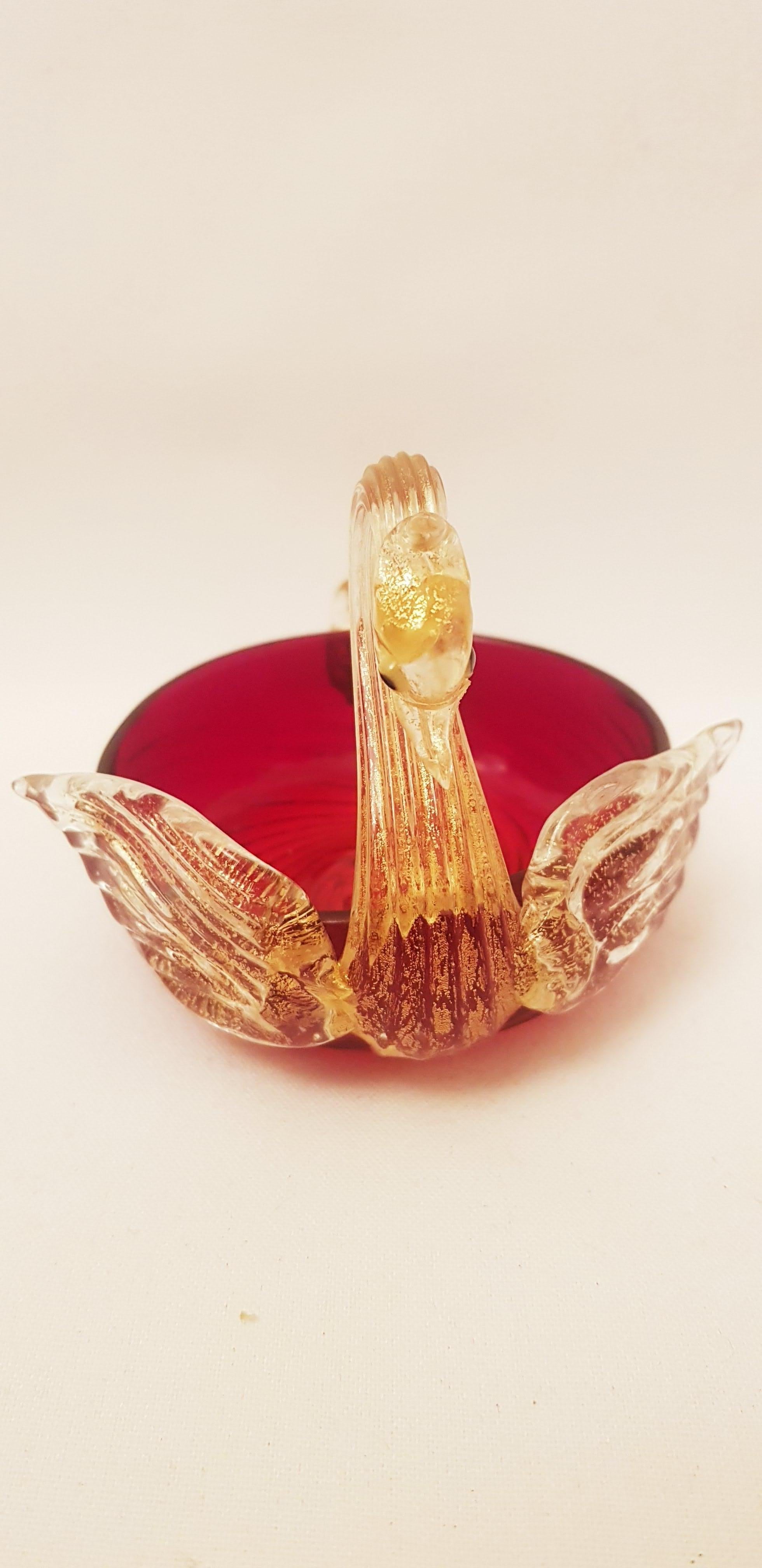 Antique Murano Glass Candleholder with Gold Leaf, Vetri Salviati For Sale 1