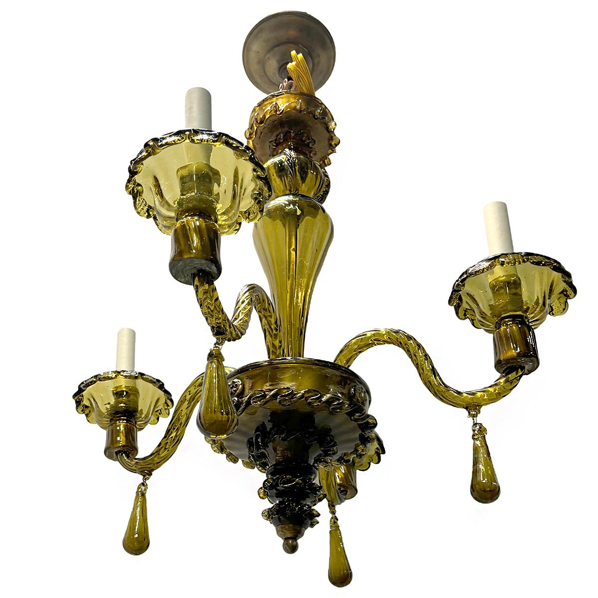 Early 20th Century Antique Murano Glass Chandelier For Sale