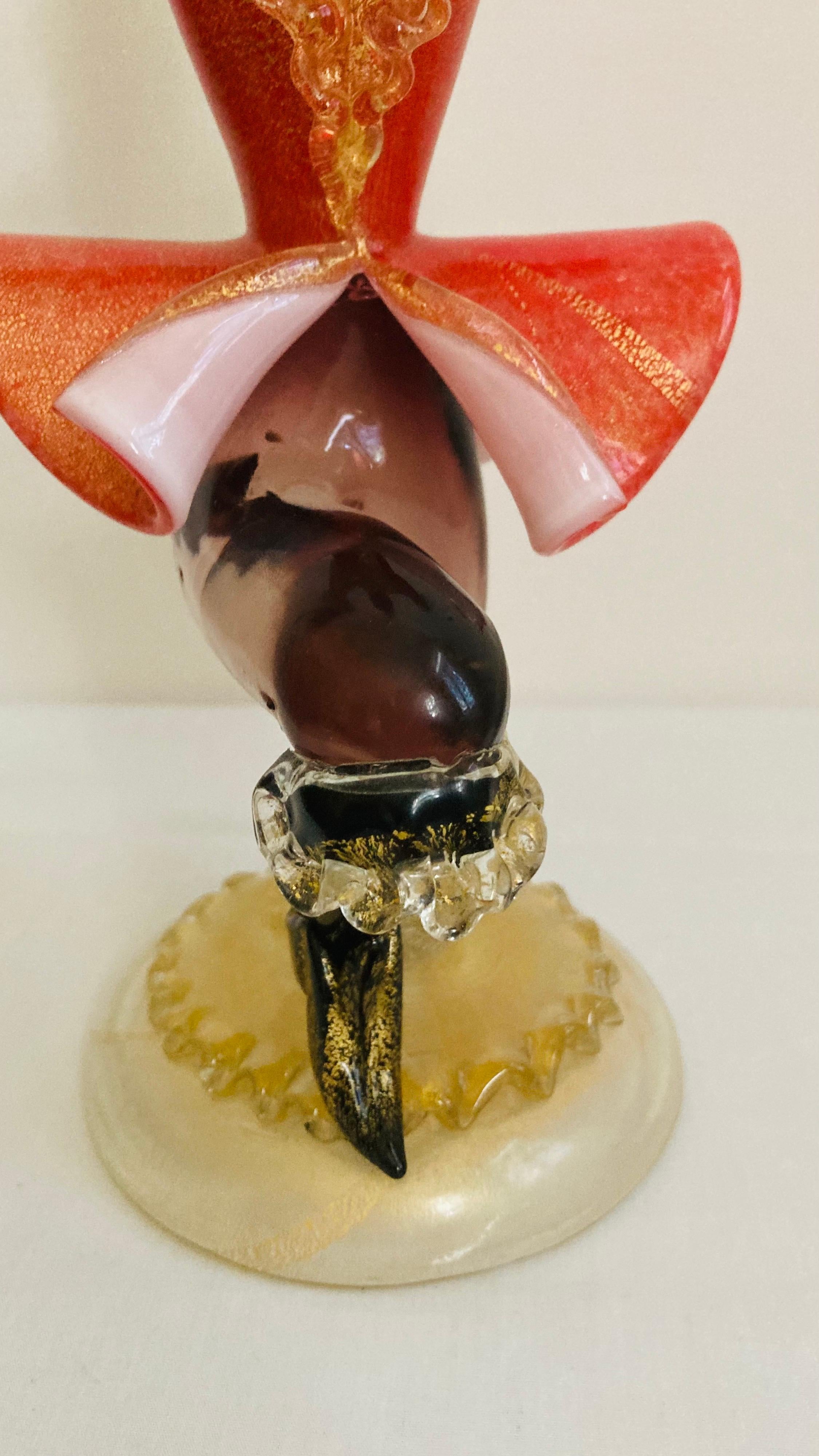 Antique Murano Glass candlestick sculpture with Gold Leaf For Sale 3