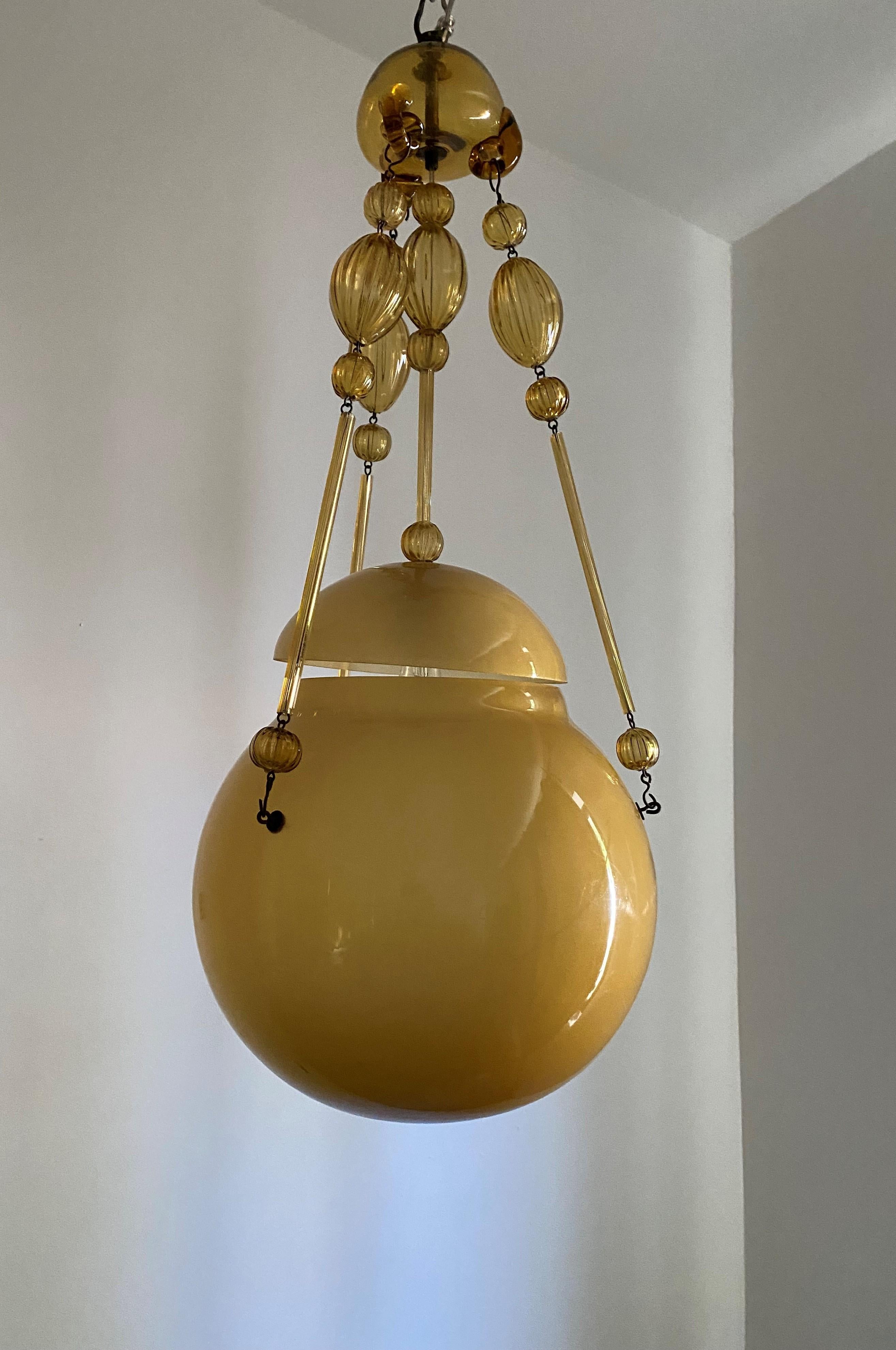 Italian Antique Murano Glass Lantern, Early 20th Century For Sale