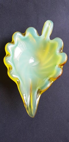 Antique murano glass opal leaf bowl by Archimede Seguso
