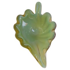 Vintage murano glass opal leaf bowl by Archimede Seguso 