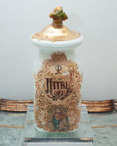 Antique Murano Glass Pharmacy / Apothecary Canister with Elaborate Handpainting