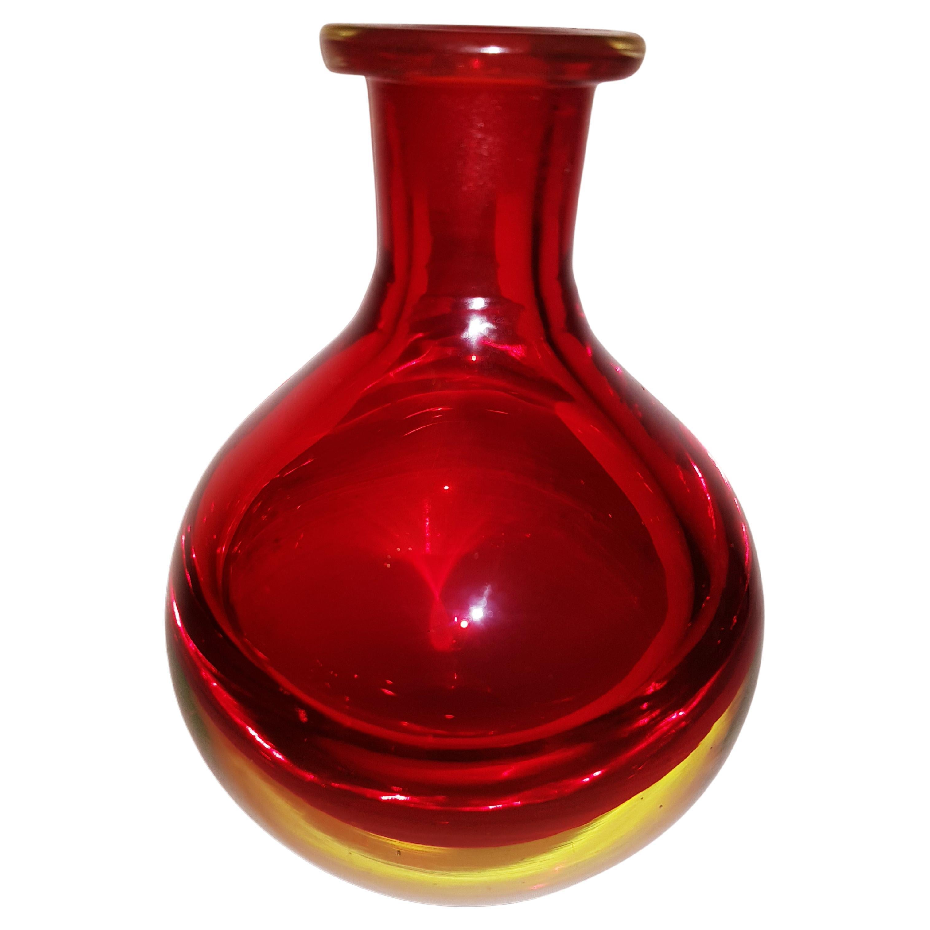 Antique Murano Glass Somerso Uranium Vase