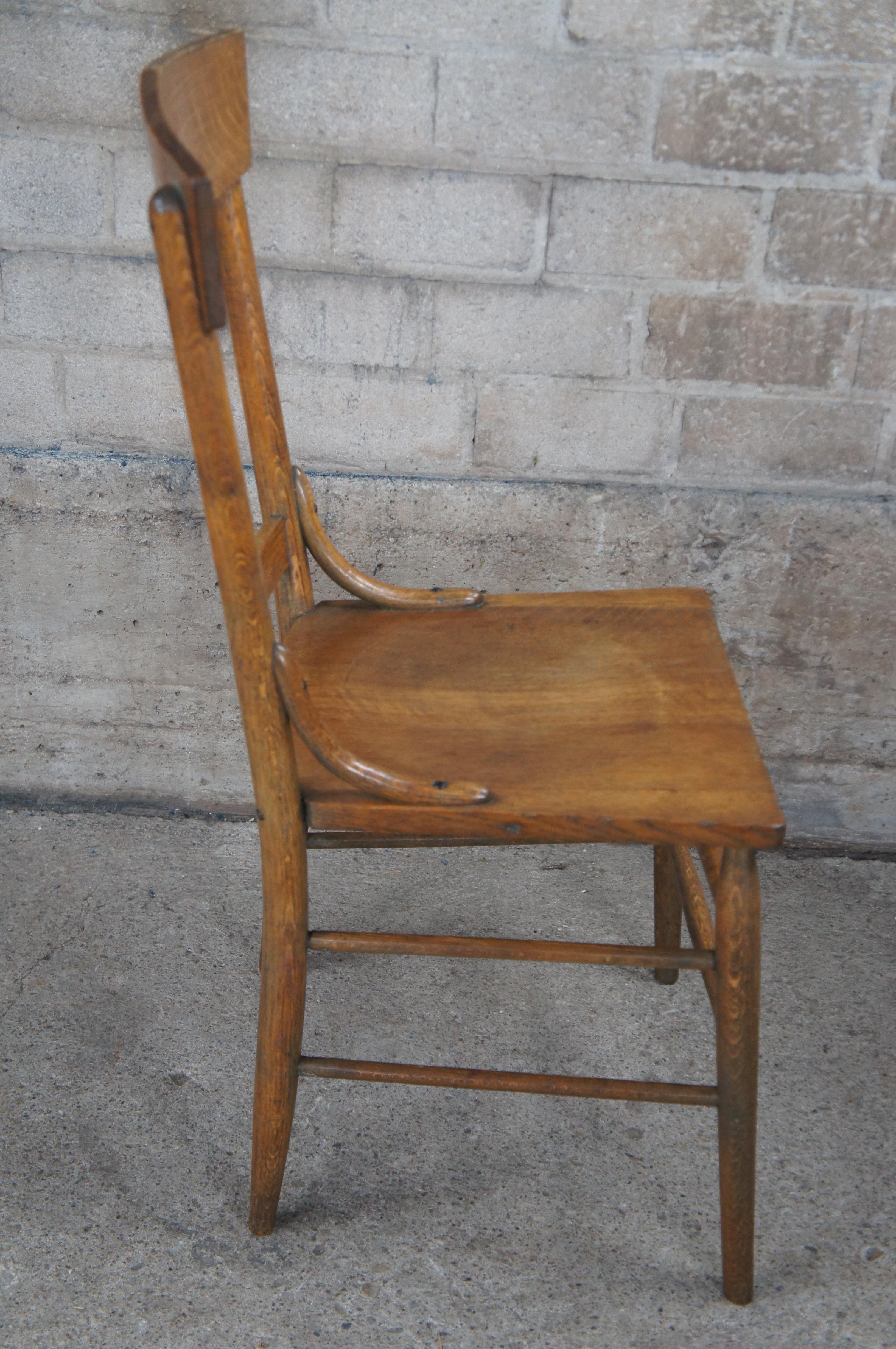 Antique Murphy Quartersawn Oak Slat Back Side Accent Desk Dining Chair  For Sale 6