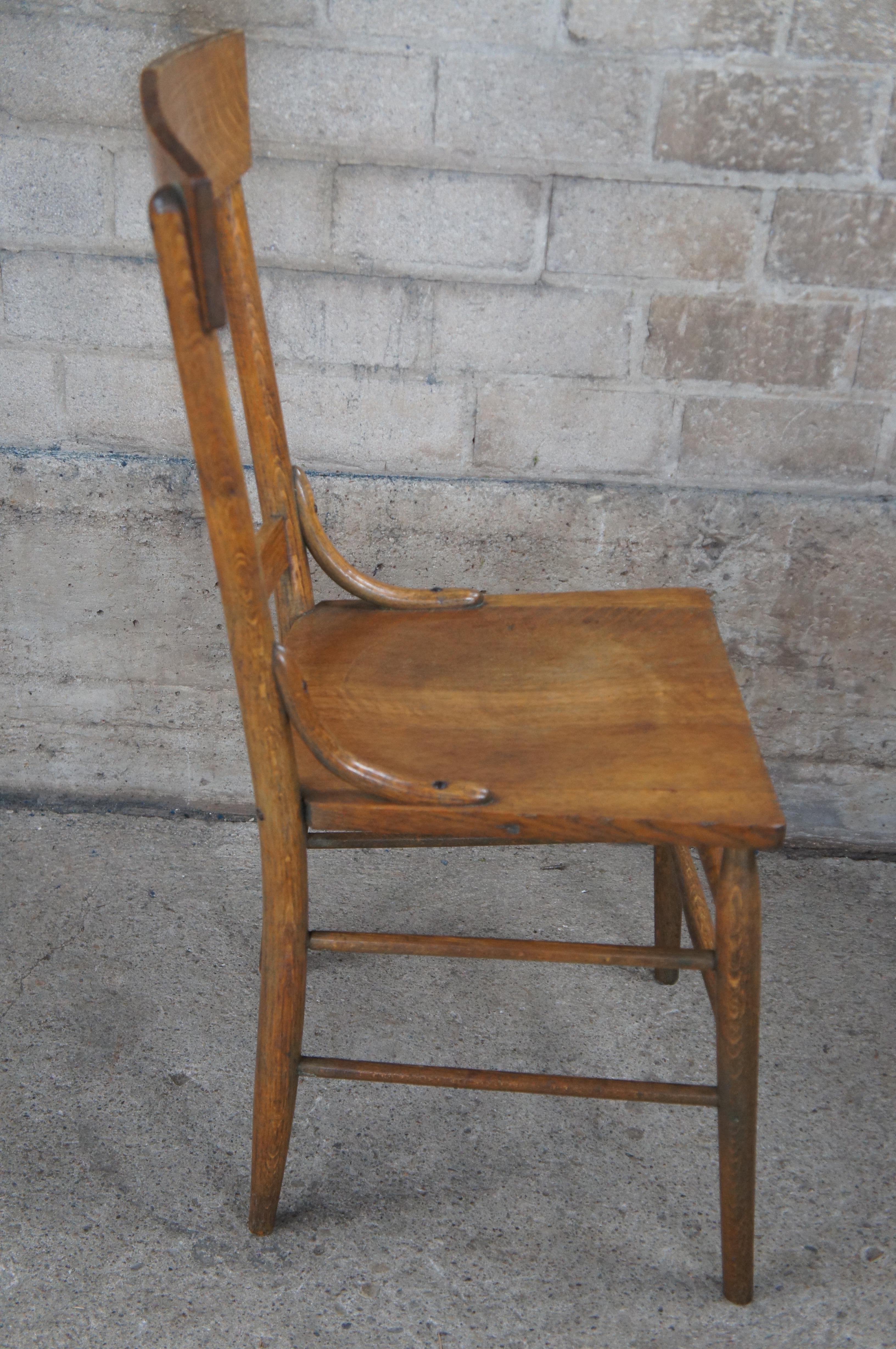 Antique Murphy Quartersawn Oak Slat Back Side Accent Desk Dining Chair For Sale 6