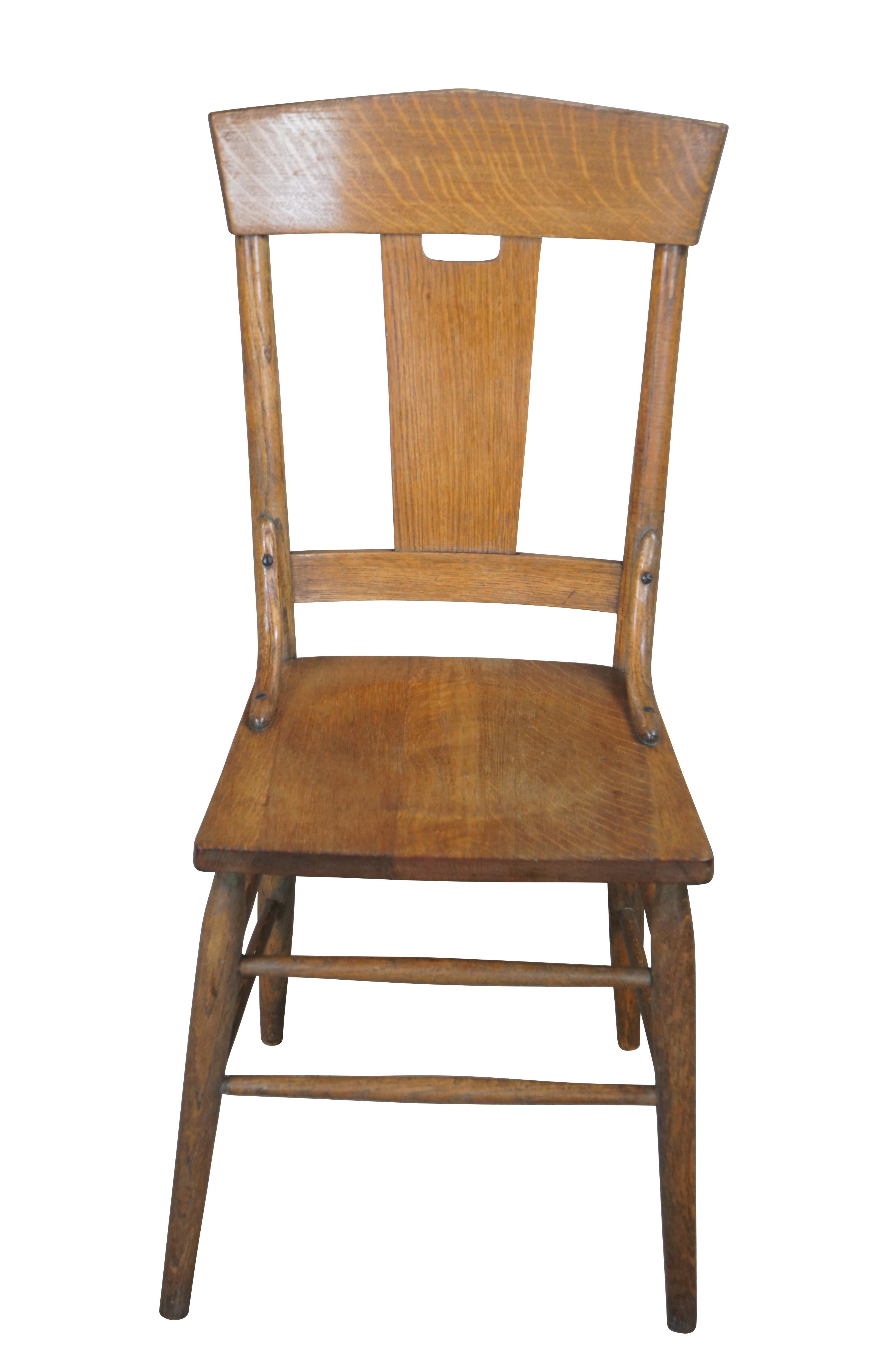 Antique Murphy Chair Company quartersawn oak dining or desk chair featuring slatted back with handle.

At its peak, the Murphy Chair Company Detroit facility produced 123 types of chairs that are still renowned around the world.  

M.J. Murphy was a