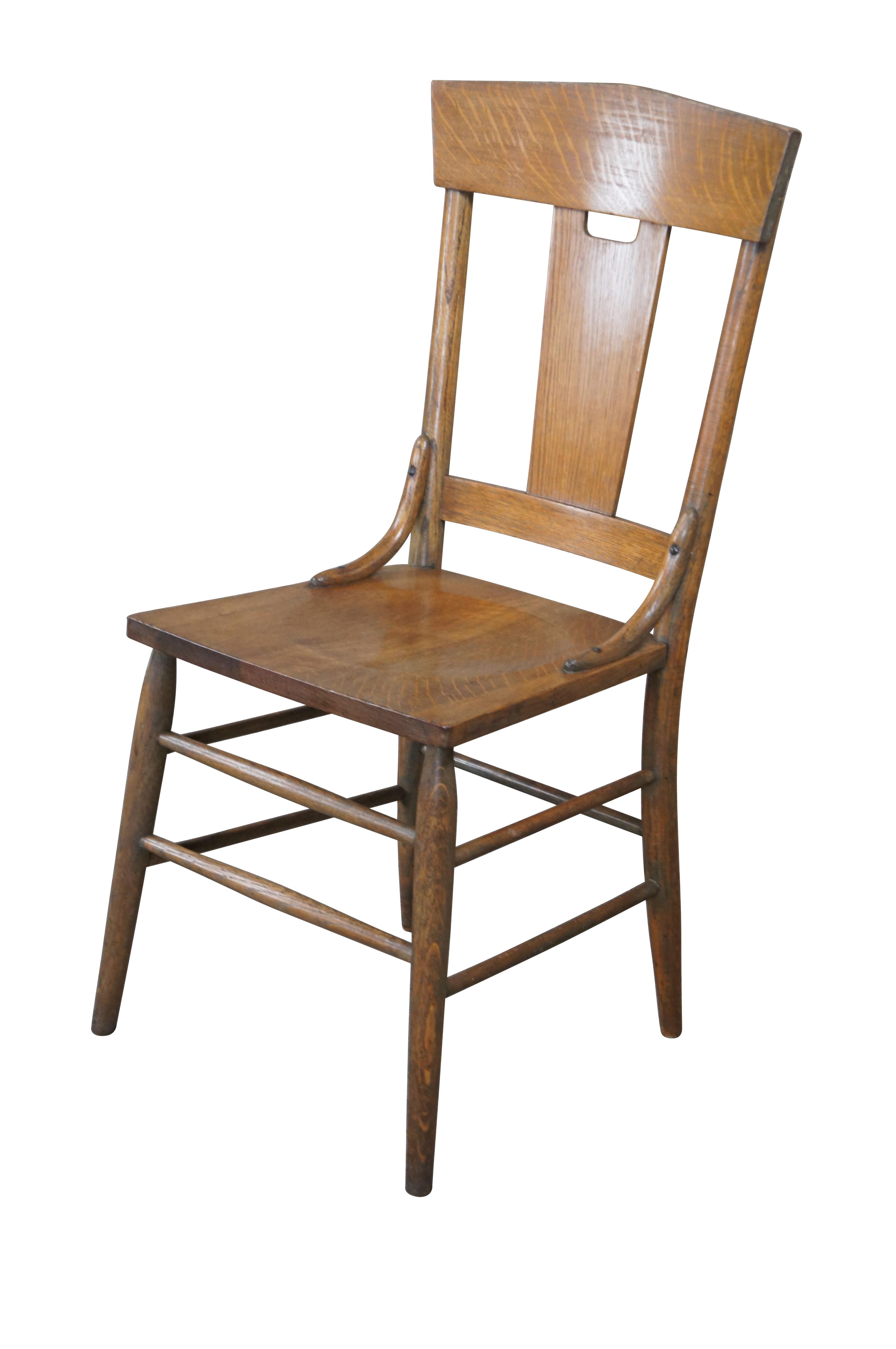 Antique Murphy Quartersawn Oak Slat Back Side Accent Desk Dining Chair In Good Condition For Sale In Dayton, OH