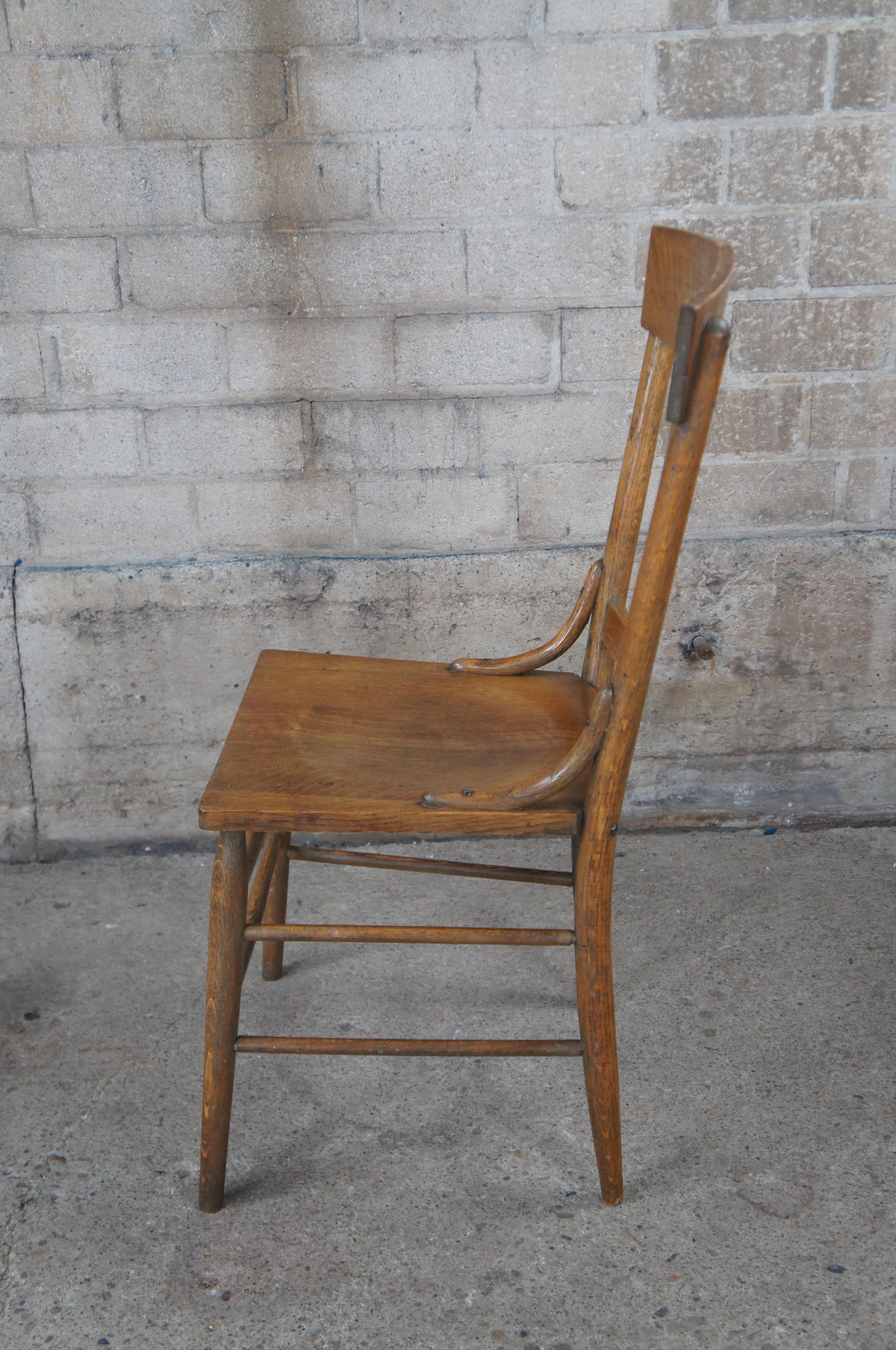 Antique Murphy Quartersawn Oak Slat Back Side Accent Desk Dining Chair  For Sale 2