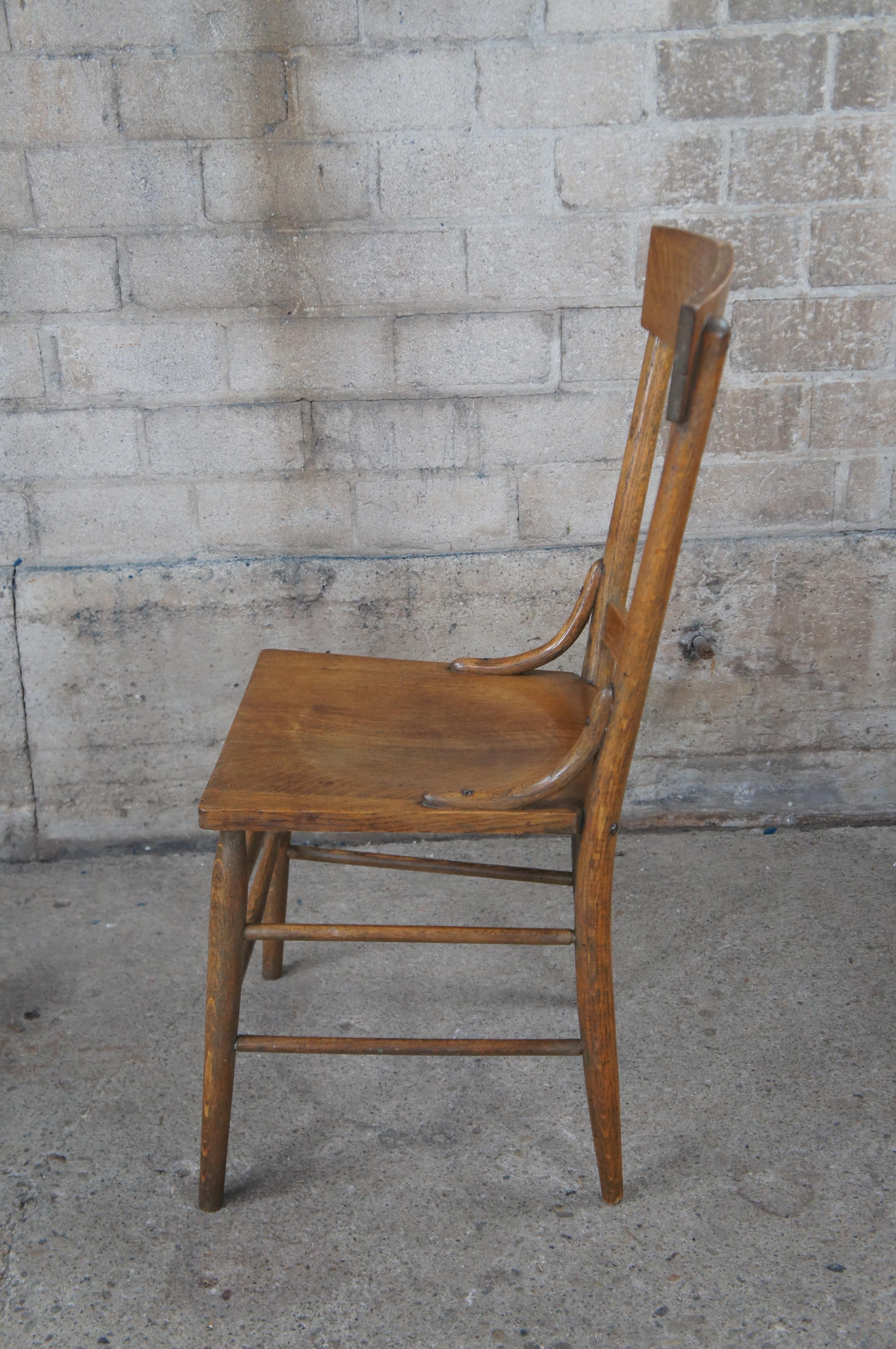 Antique Murphy Quartersawn Oak Slat Back Side Accent Desk Dining Chair For Sale 2