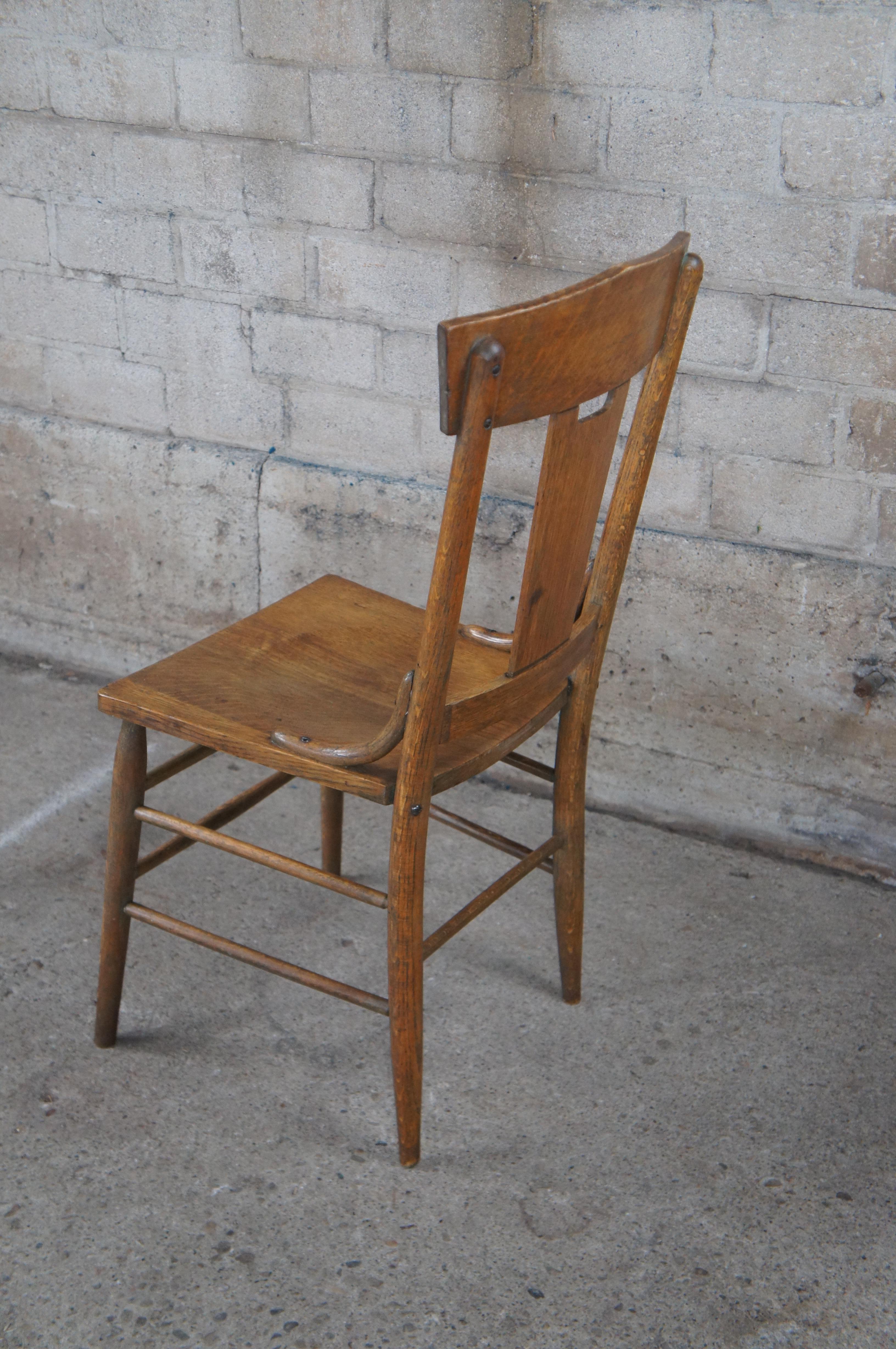 Antique Murphy Quartersawn Oak Slat Back Side Accent Desk Dining Chair  For Sale 3