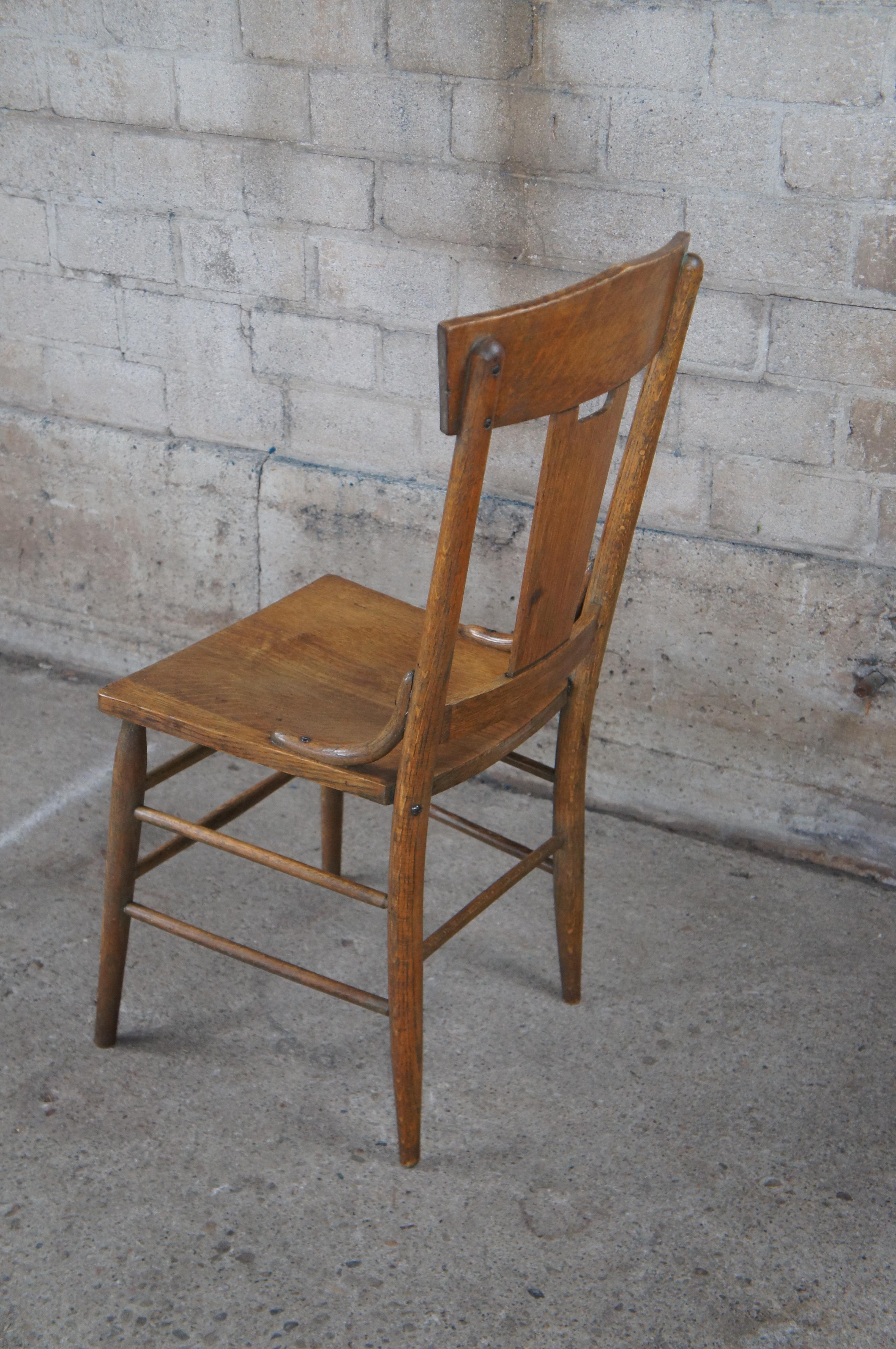 Antique Murphy Quartersawn Oak Slat Back Side Accent Desk Dining Chair For Sale 3