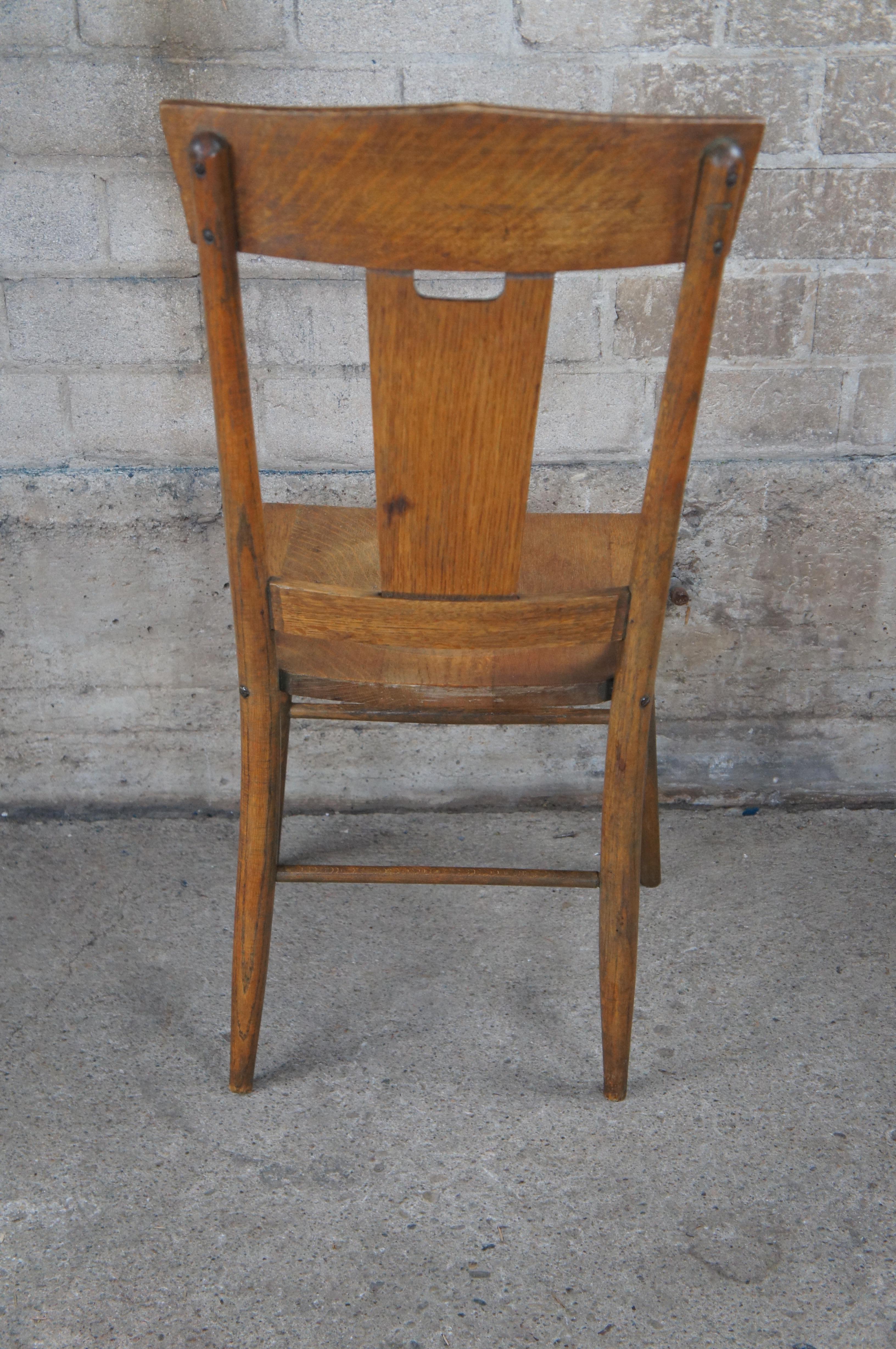 Antique Murphy Quartersawn Oak Slat Back Side Accent Desk Dining Chair  For Sale 4