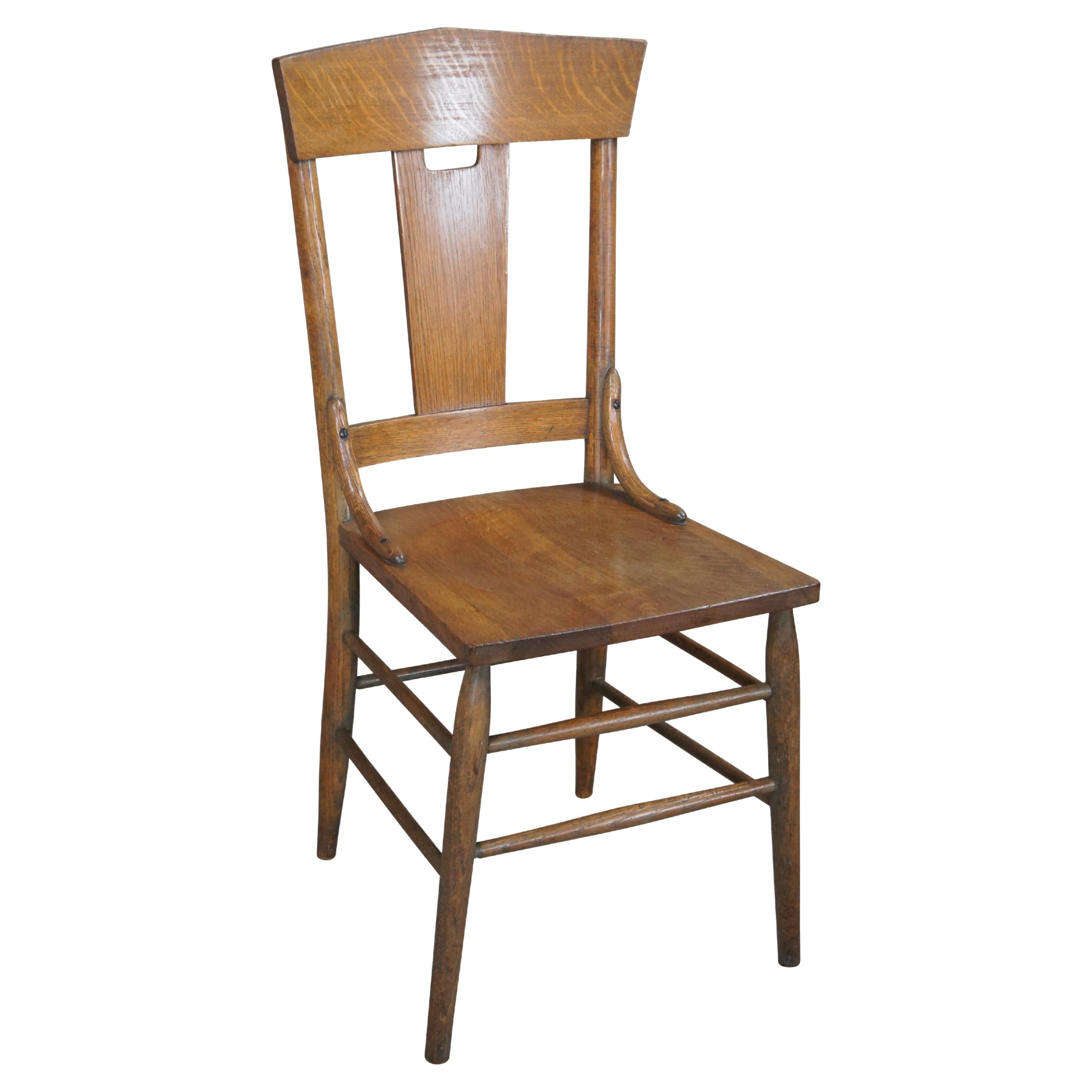 Antique Murphy Quartersawn Oak Slat Back Side Accent Desk Dining Chair  For Sale