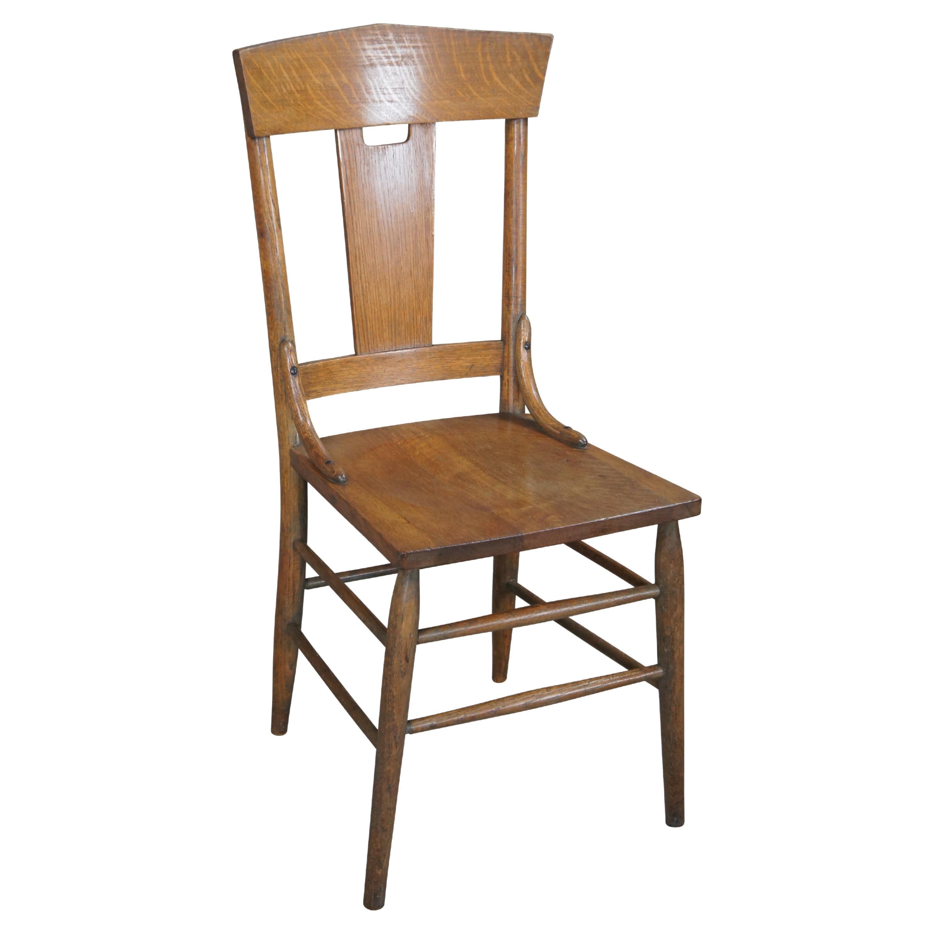 Antique Murphy Quartersawn Oak Slat Back Side Accent Desk Dining Chair For Sale