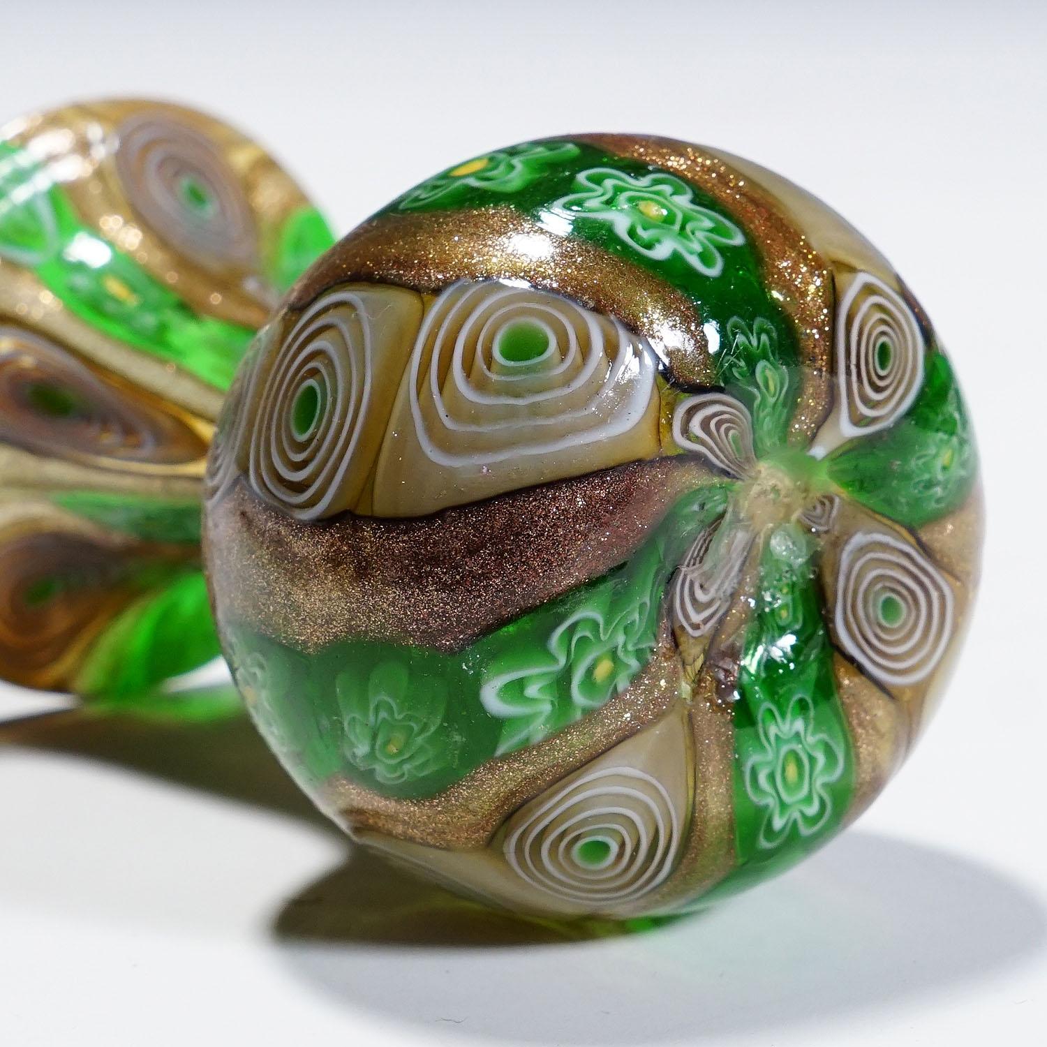Early 20th Century Antique Murrine Vase with Aventurine, Fratelli Toso Murano ca. 1920s For Sale