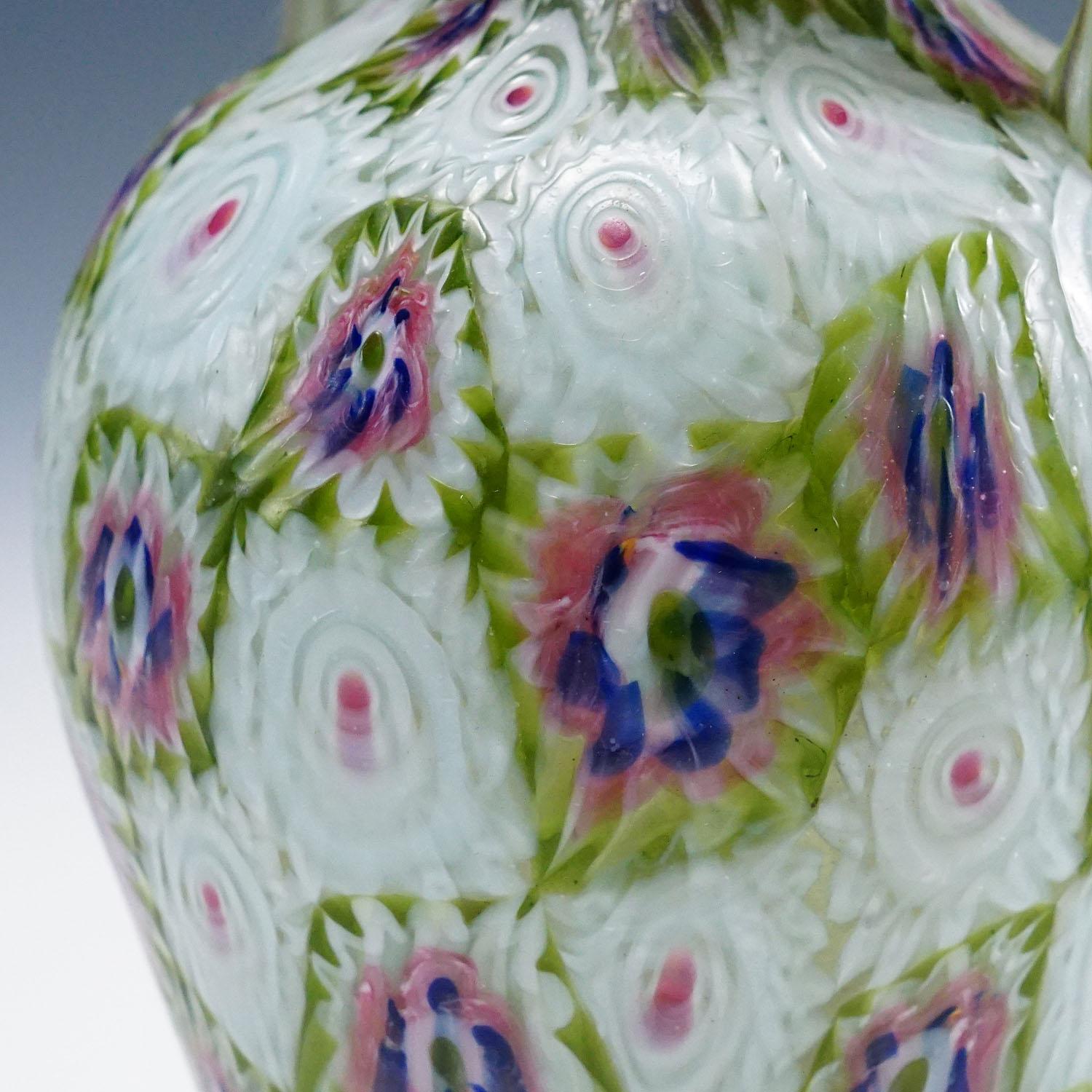 Vase mural ancien avec poignées, Fratelli Toso Murano vers 1920 Bon état - En vente à Berghuelen, DE