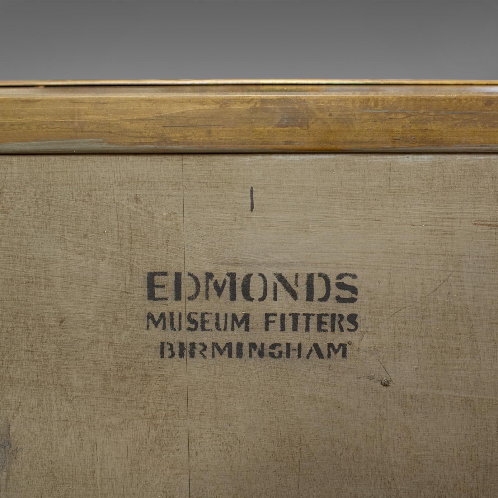 20th Century Antique Museum Display Cabinet, Bronze Showcase, Collectors Chest, Edmonds