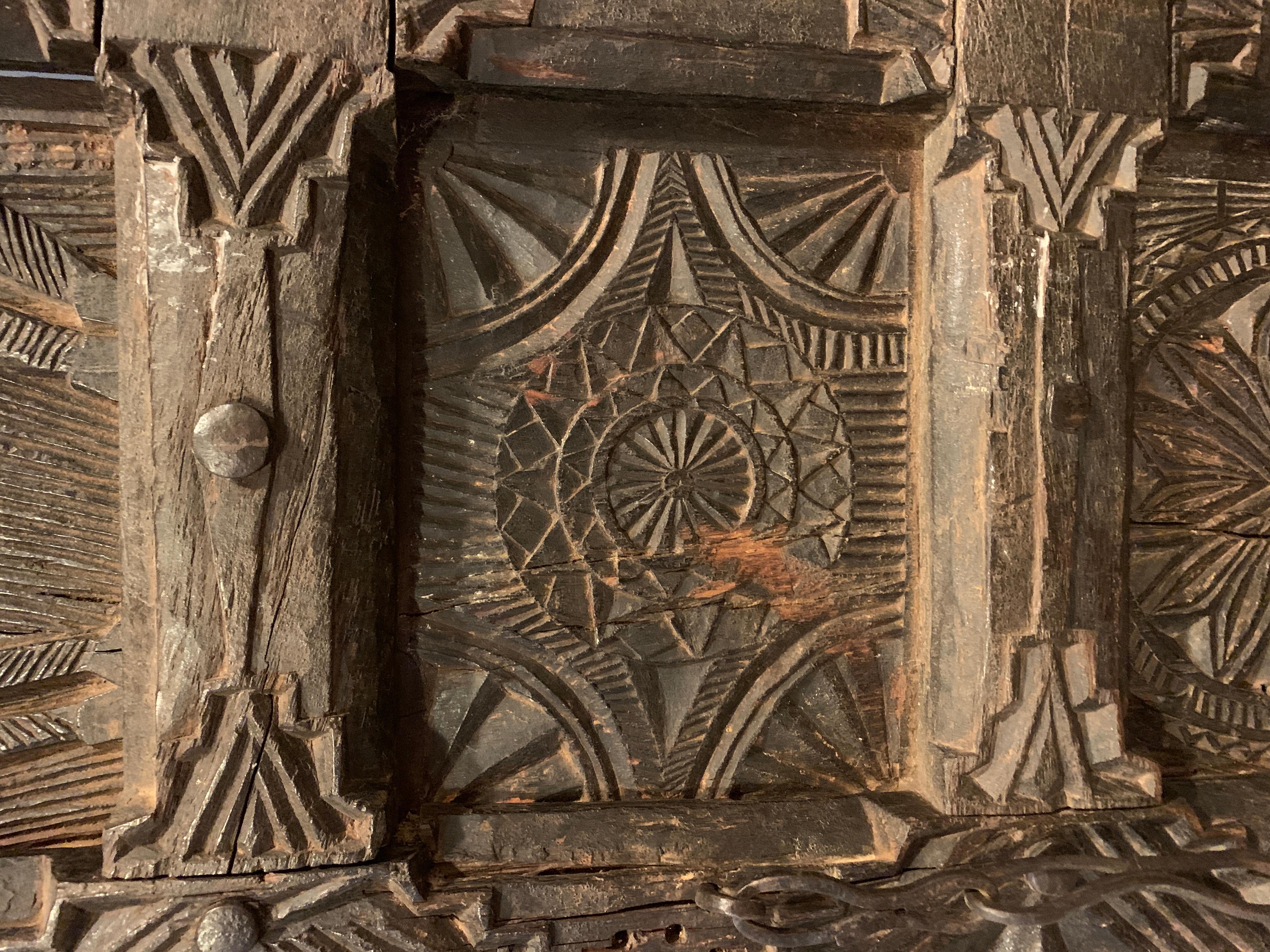 Hand-Carved Antique, Museum Mounted, Decorative Door of the Madya Pradesh / Orissa Region