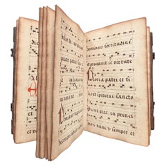 Antique Museum-Quality 1719 Benedictine Antiphonal Handwritten Manuscript-Book