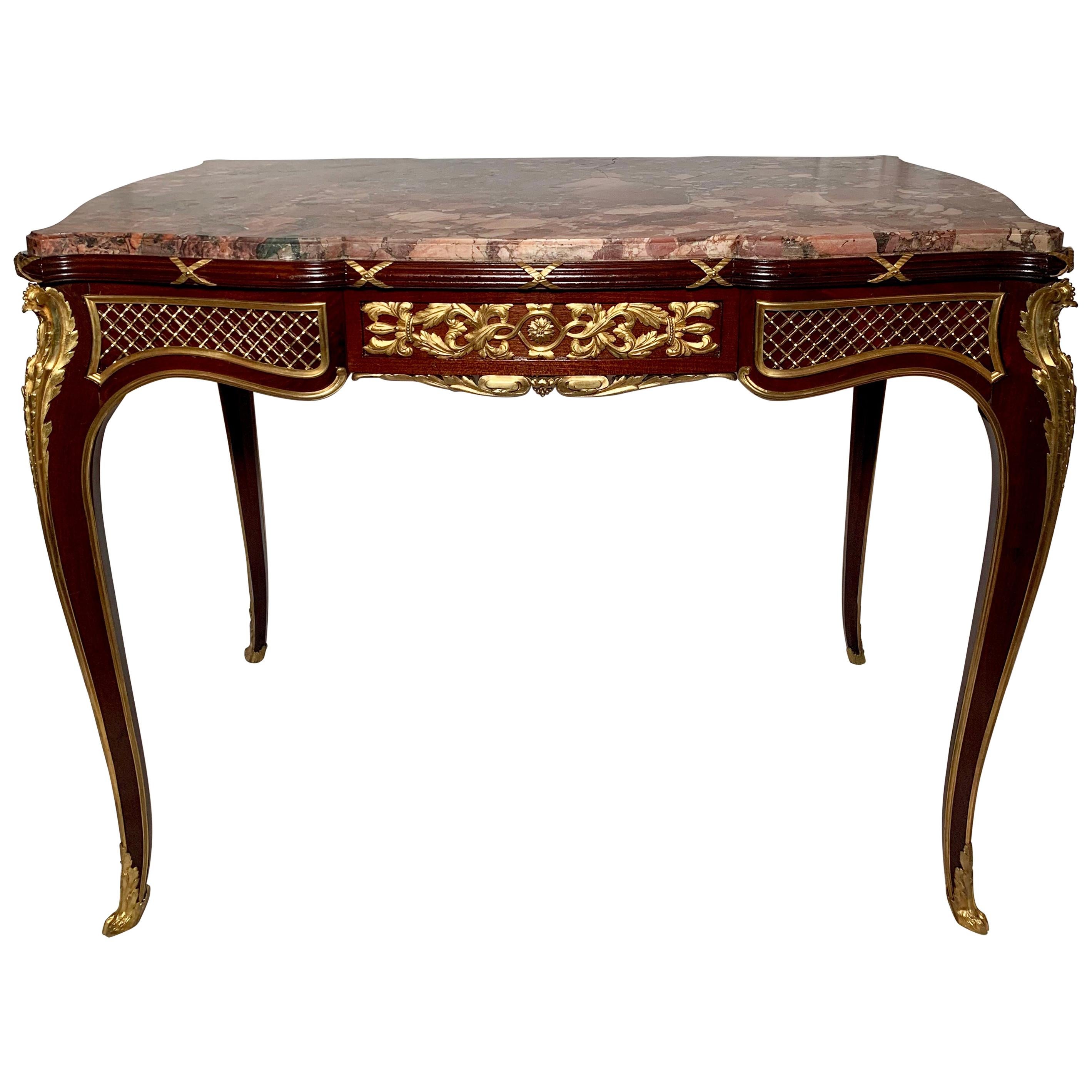 Antique Museum Quality French Mahogany Table with Ormolu Mounts