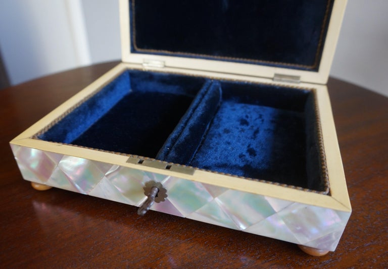Antique and Museum Quality MotherofPearl Jewelry Box with Silver Lock