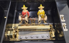 Antique Music Box with Mandarin Automata Bell Strikers by Cuendet, c. 1890