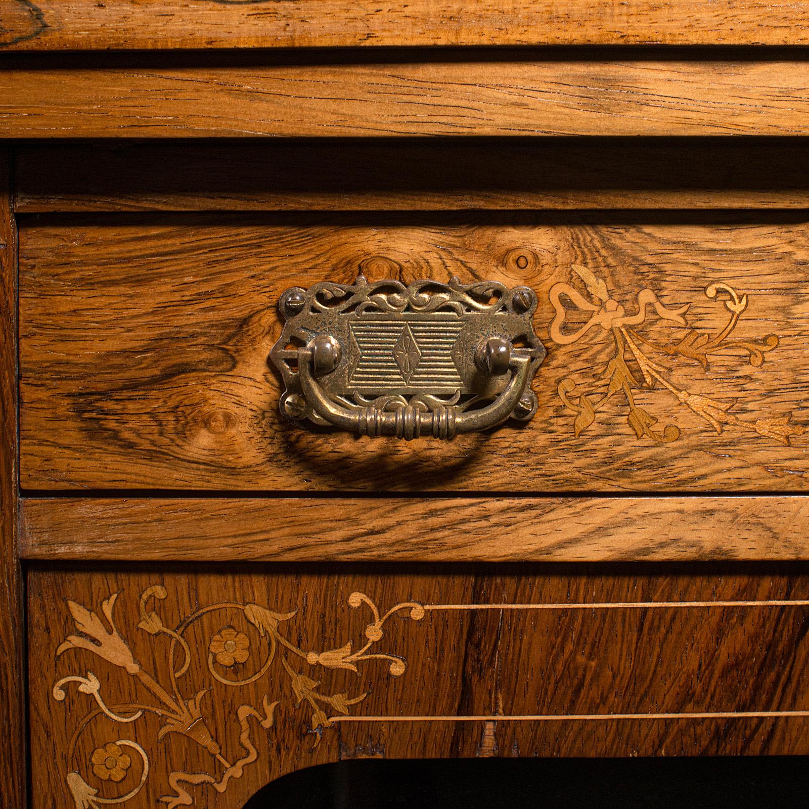 Armoire à musique ancienne anglaise, vitrine émaillée, incrustation de buis, victorienne en vente 3