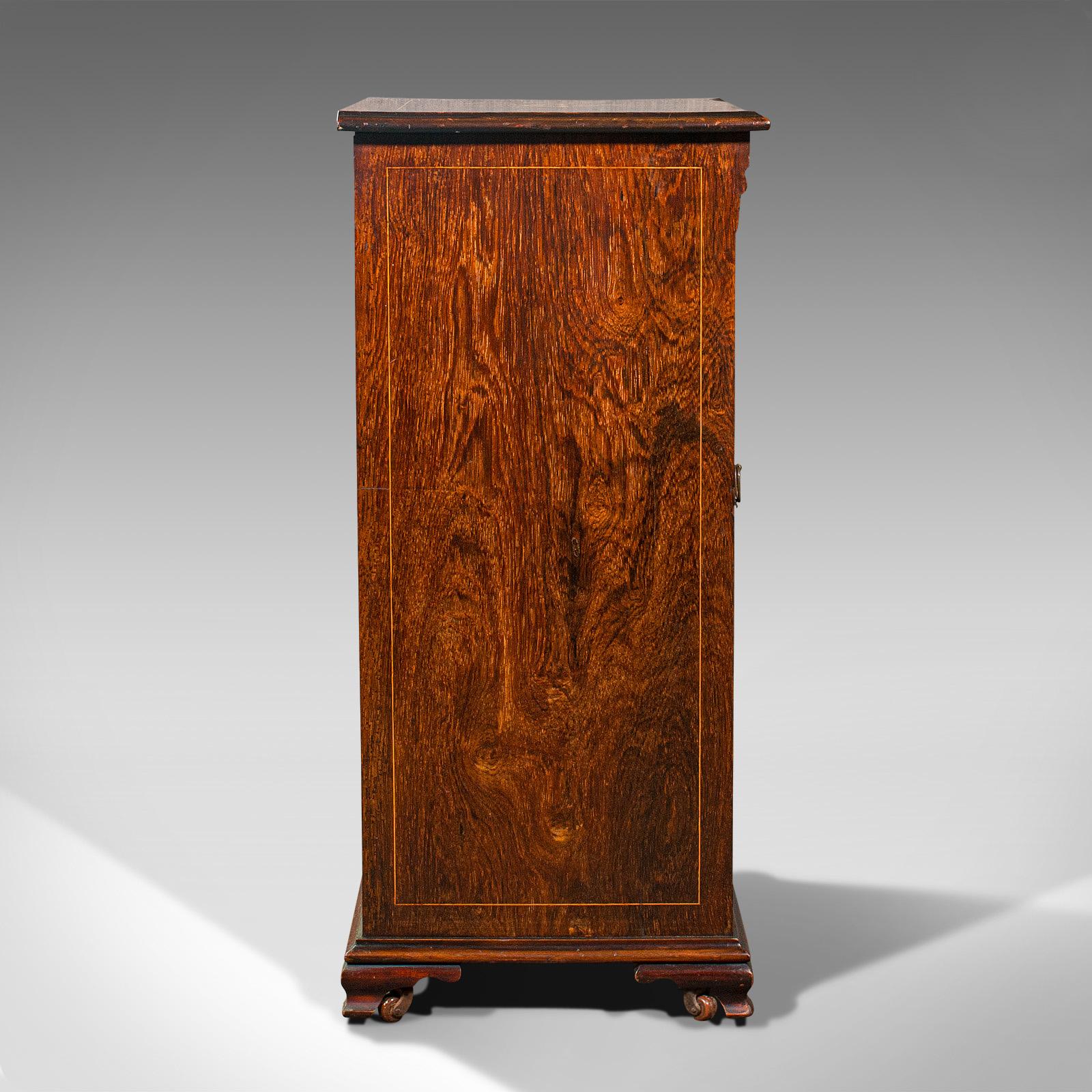 British Antique Music Cabinet, English, Rosewood, Display Case, Inlay, Victorian, C.1870