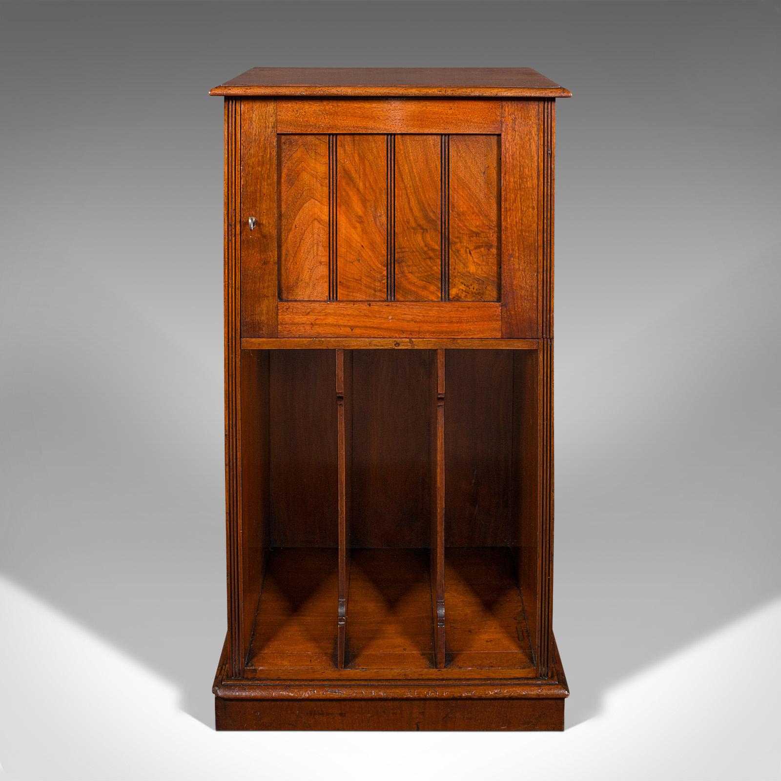 British Antique Music Cabinet, English, Walnut, Drawing Room, Side Cabinet, Victorian For Sale