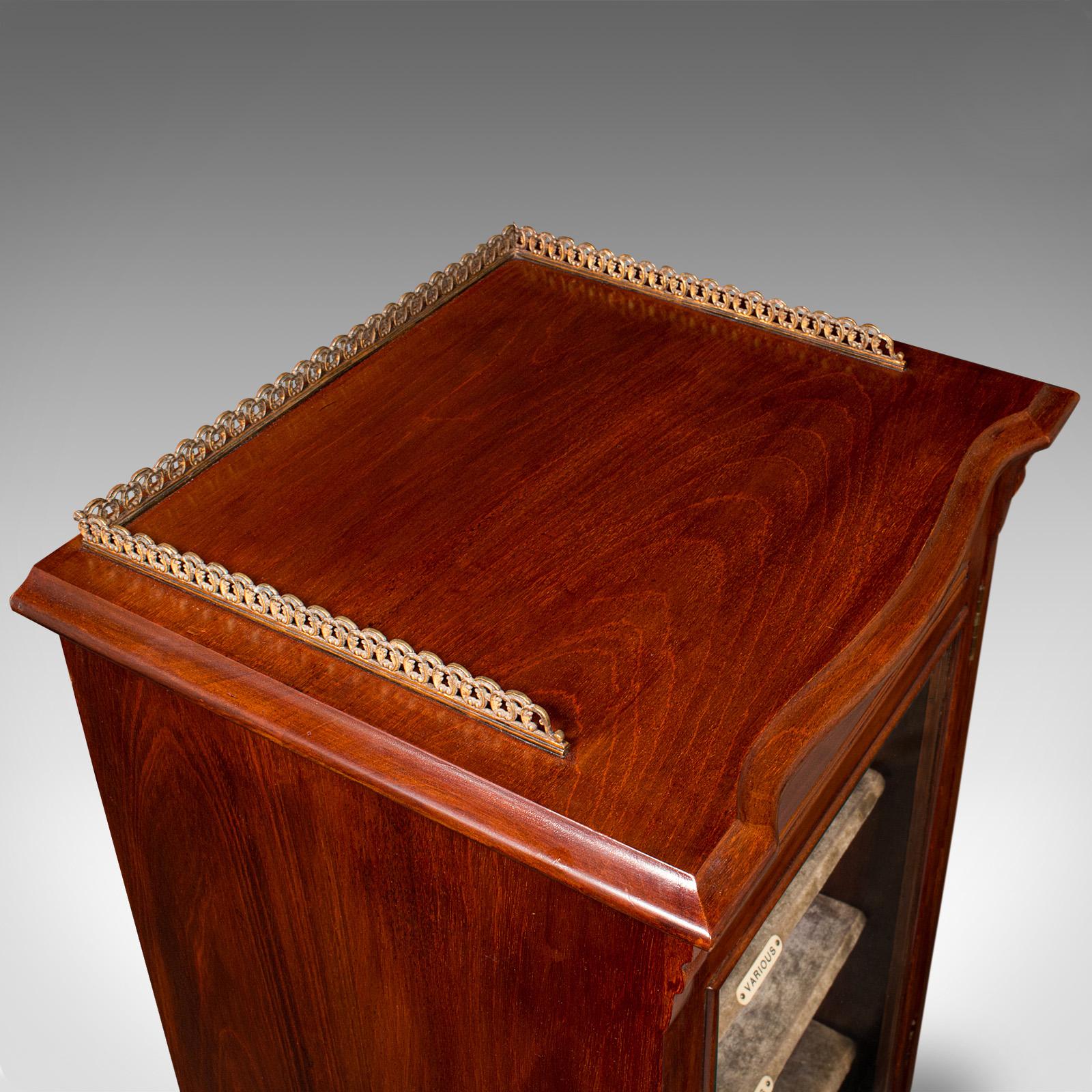 Antique Music Cabinet, English, Walnut, Glass, Display Case, Bookcase, Edwardian In Good Condition For Sale In Hele, Devon, GB