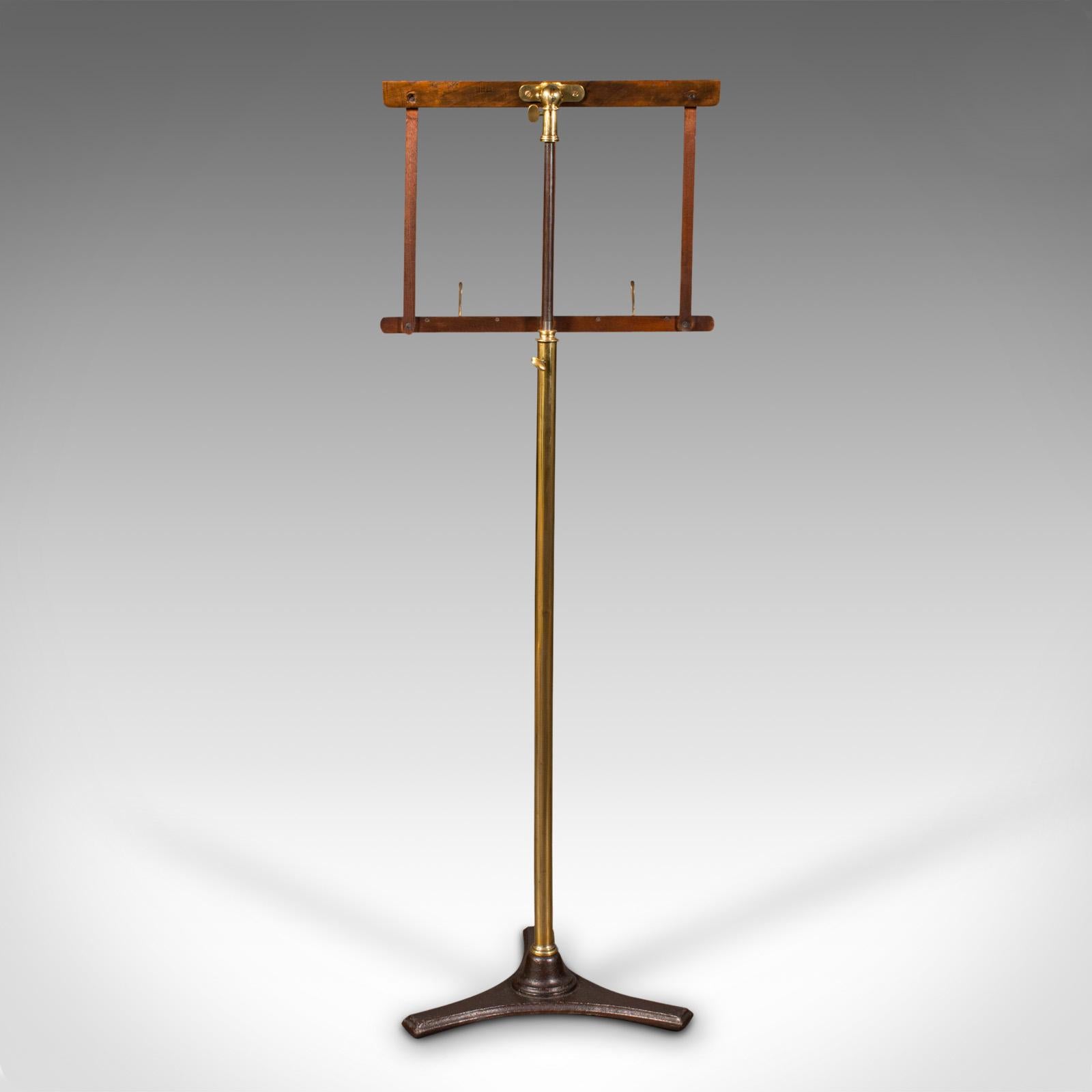 British Antique Music Stand, English, Adjustable, Recital, Lectern Rest, Victorian, 1870 For Sale
