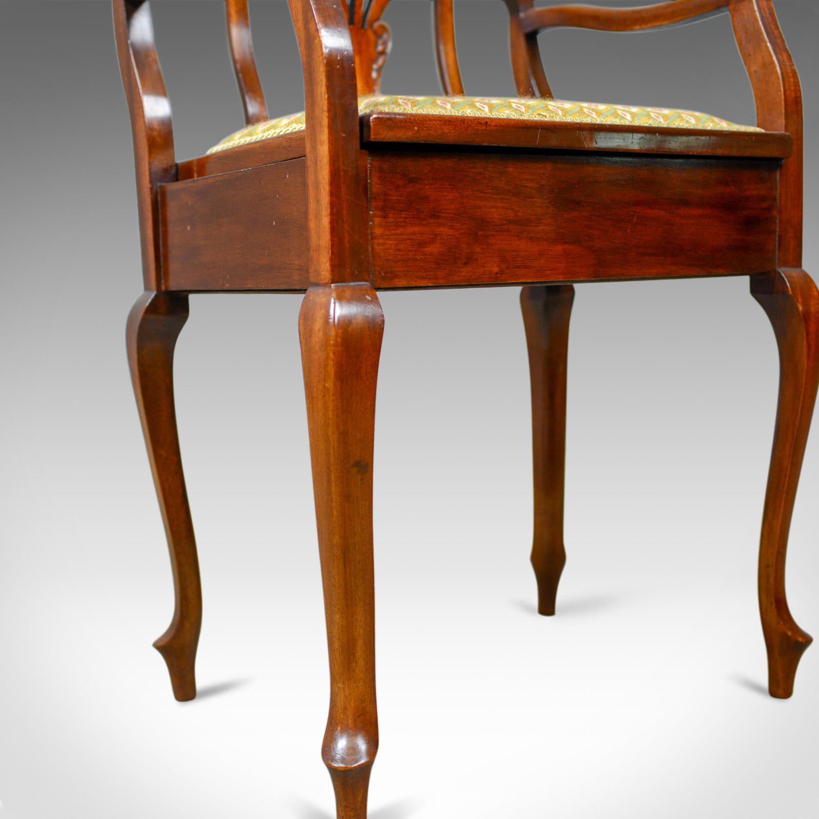 Antique Music Stool, English, Edwardian, Mahogany, Piano Seat, Needlepoint 4