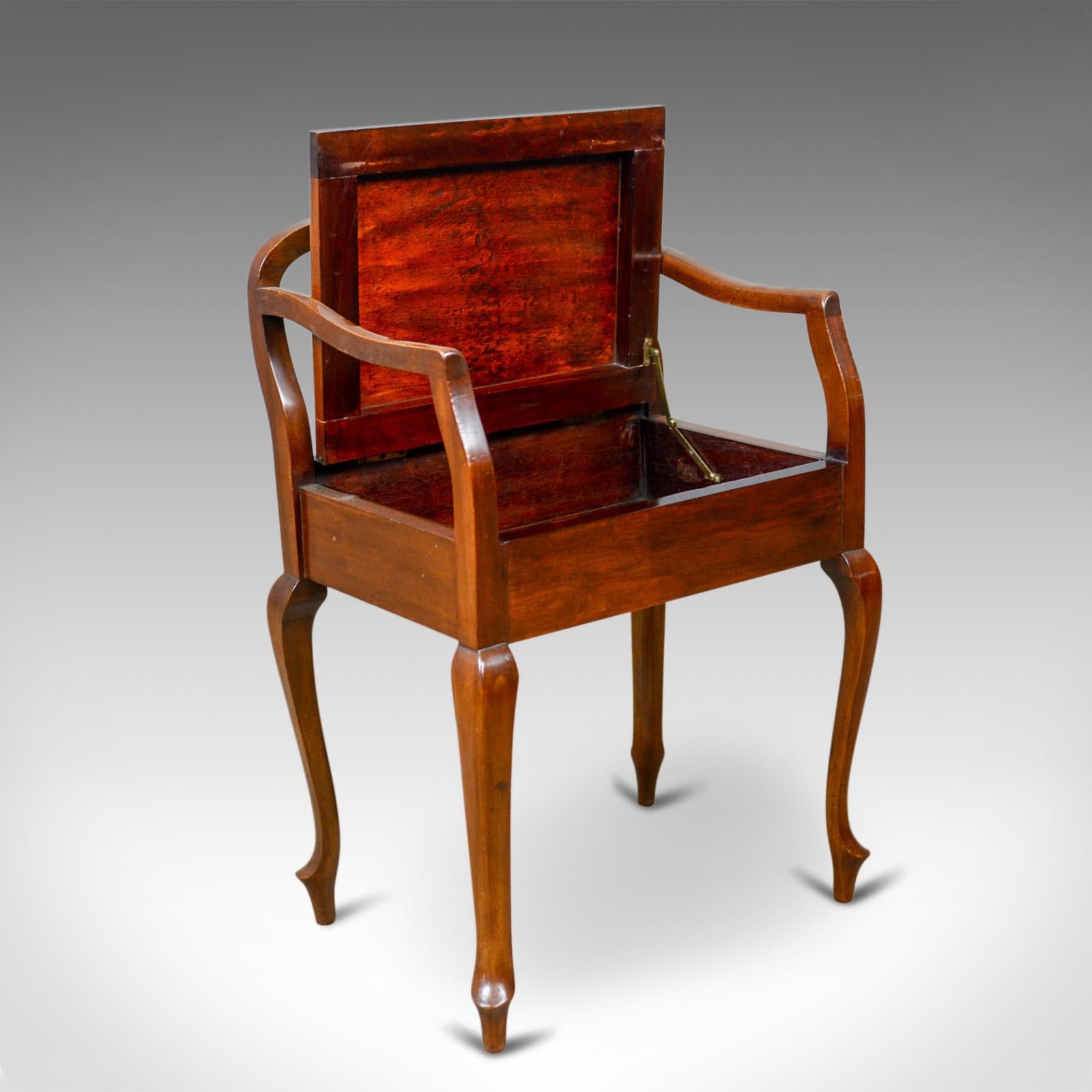 Antique Music Stool, English, Edwardian, Mahogany, Piano Seat, Needlepoint 1