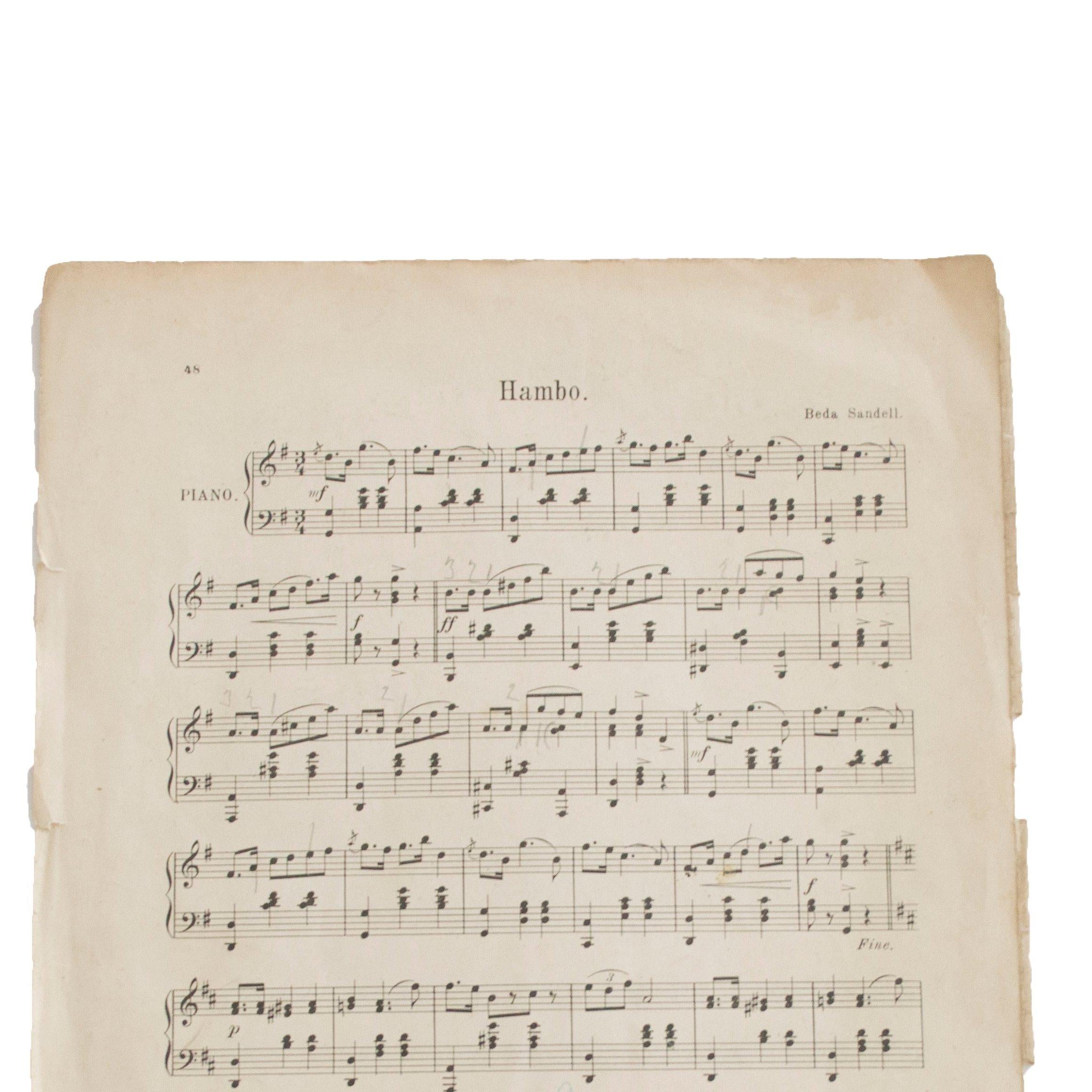 Jugendstil Antique Musical Notes from Sweden from Different Compositions For Sale