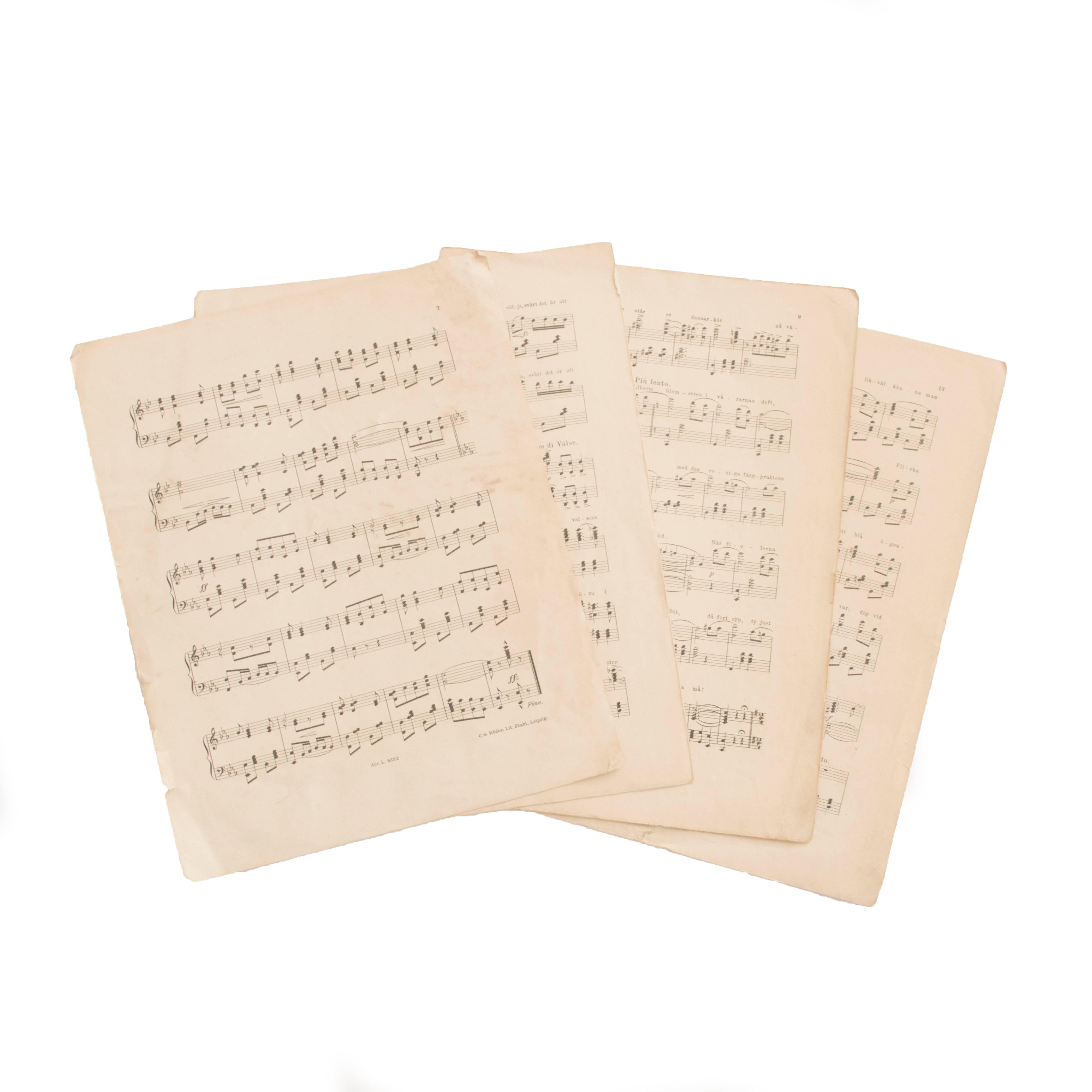 Antique Musical Notes from Sweden from Different Compositions For Sale