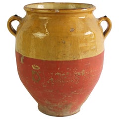 Antique Mustard Colored French Confit Jar Pot