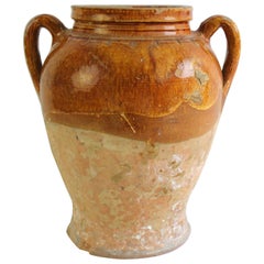 Antique Mustard Colored French Confit Jar Pot