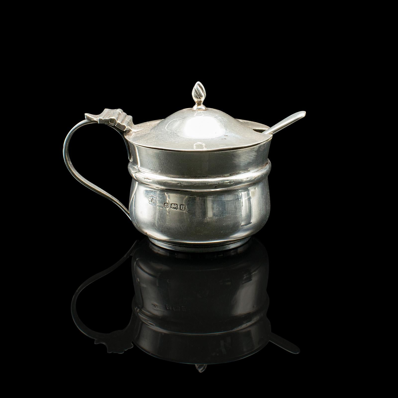 Georgian Antique Mustard Pot, English, Silver, Table Condiment Server, Hallmarked, 1919