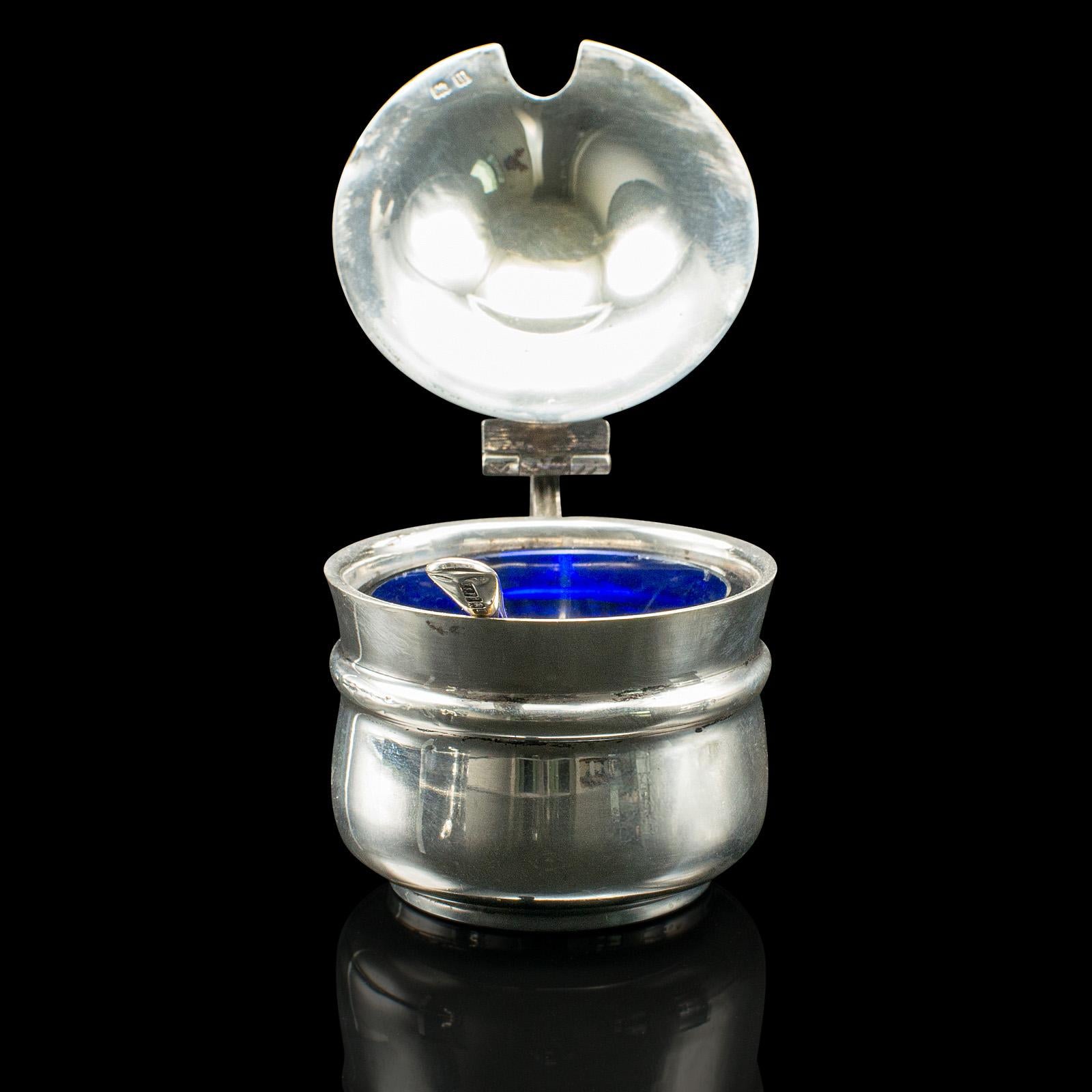 Sterling Silver Antique Mustard Pot, English, Silver, Table Condiment Server, Hallmarked, 1919